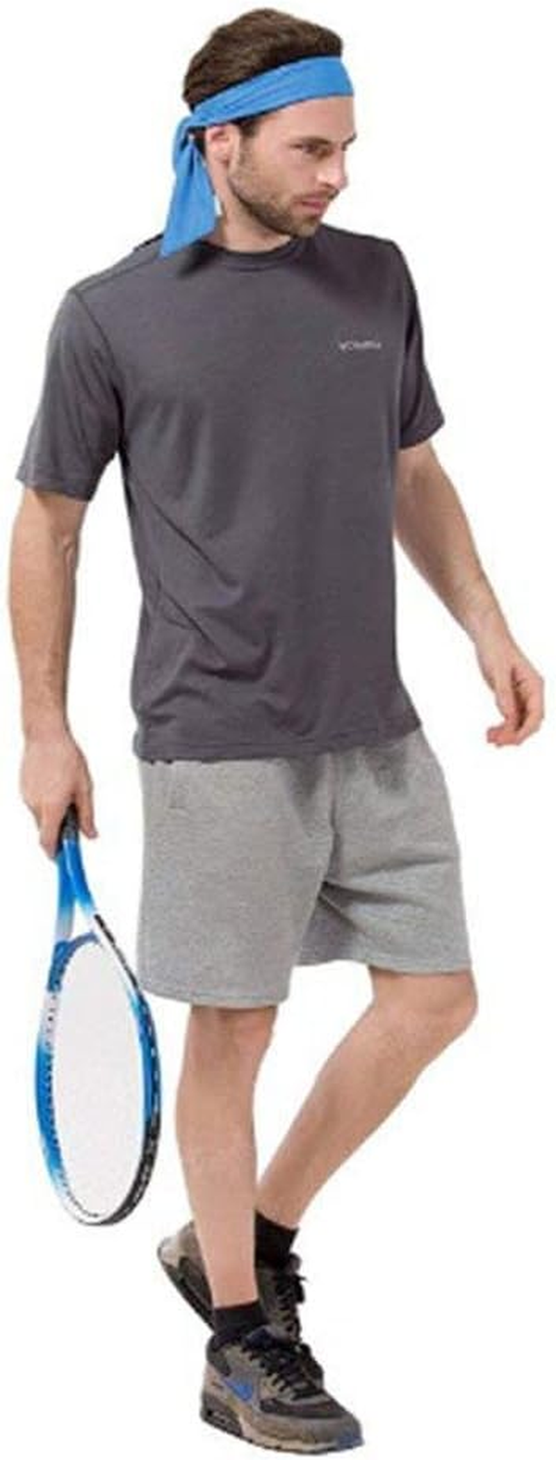 Quickly Dry Moisture Wicking Sweat Head Tie Headband Women Men Sports Stretchy Sweatband Head Wrap Scarf Bandana for Tennis Running Workout Yoga Gym Cycling Fitness (Blue)