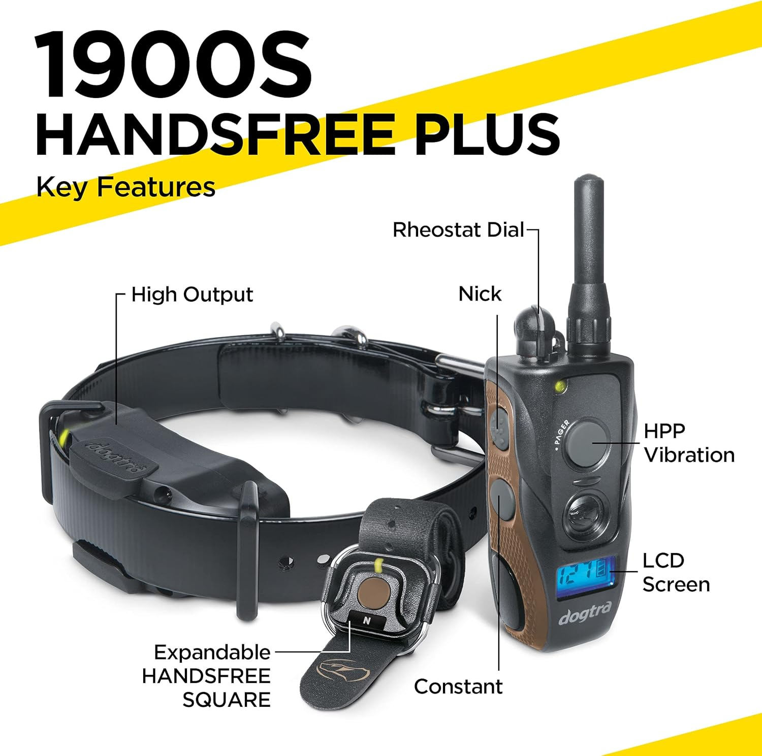 Dogtra 1900S HANDSFREE Remote Training Collar - 3/4 Mile Range, Waterproof, Rechargeable, Shock, Vibration, Hands Free Remote Controller - Includes Petstek Dog Training Clicker image number 6