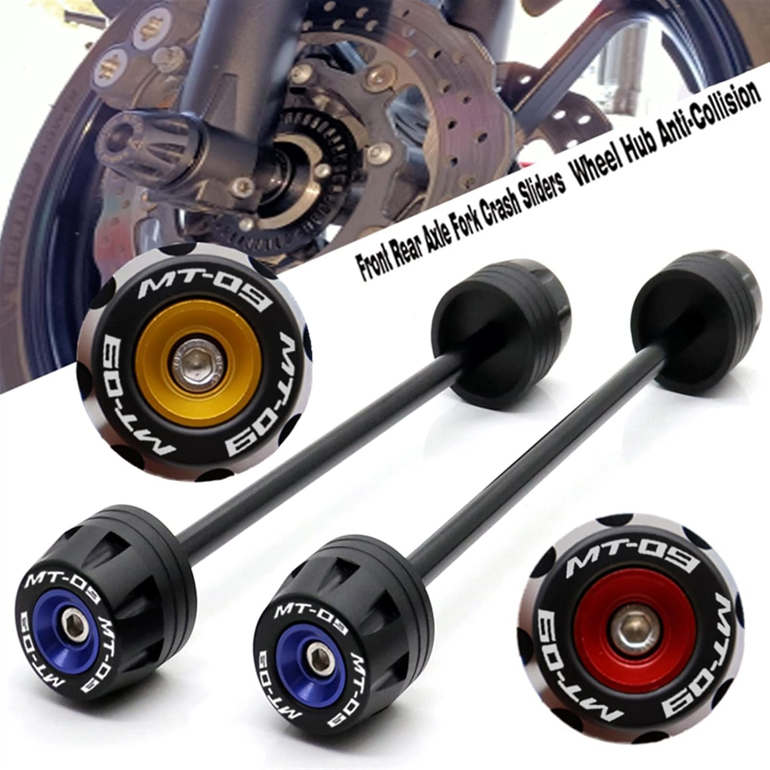 Motorbike Frame Sliders for Y┐AMAHA MT 09 Tracer 9 GT Motorcycle Accessories Wheel Hub Block Protection MT09 2021 2022 Front Rear Axle Fork Crash Slider (Color : Black, Size : 1 Pair) image number 4