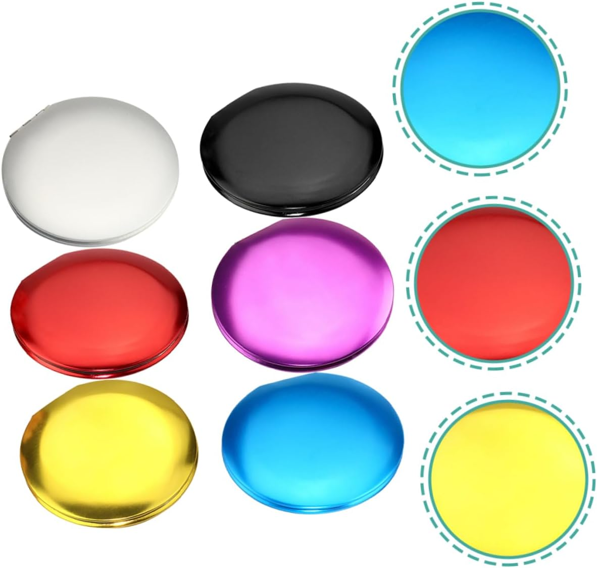 6Pcs Mini Folding Pocket Mirror Lightweight Practical Makeup Mirror Metallic Colors Peacock for Daily Use and Travel image number 5