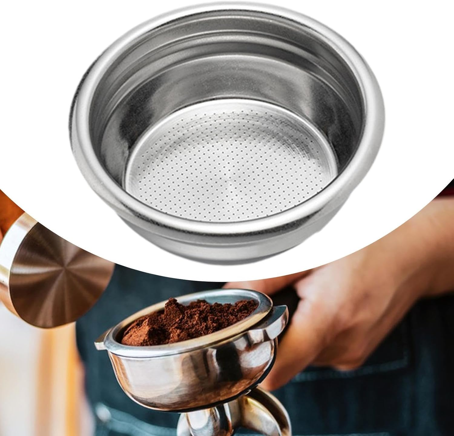 Dimyfew 58Mm Coffee Filter Portafilter Basket Porous Filter Basket Coffee Shop Milk Tea Shop, 16 to 18G B image number 5