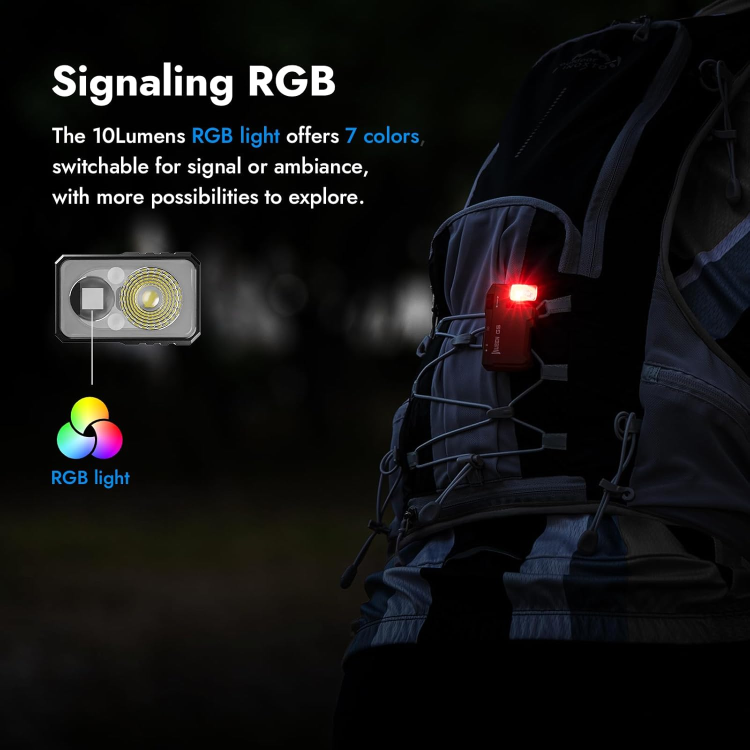 WUBEN G5 LED Torch Rechargeable EDC Flashlight, 400 Lumens Dual Light Sources Handheld Torches with RGB Light, Portable Pocket Flashlights Magnetic Keychain Camping for Outdoor Home (Green) - Green image number 3