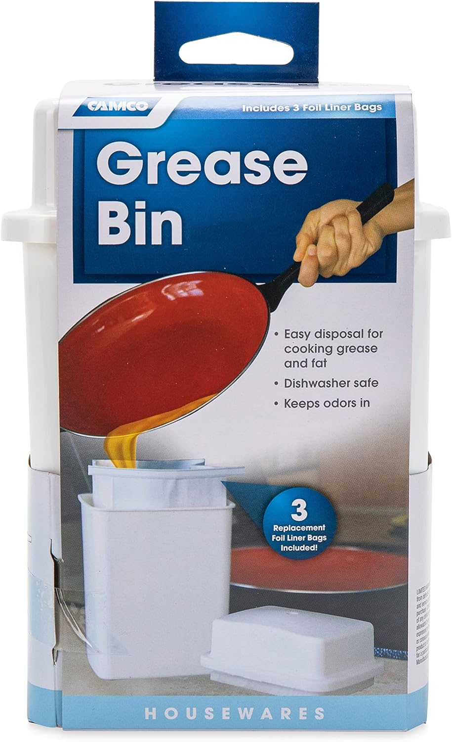 Camco Cooking Grease Storage Bin | Help Stop RV and Marine Kitchen Drains from Getting Clogged | Foil Liners Hold Liquid up to 200-Degrees Fahrenheit (42281) image number 6