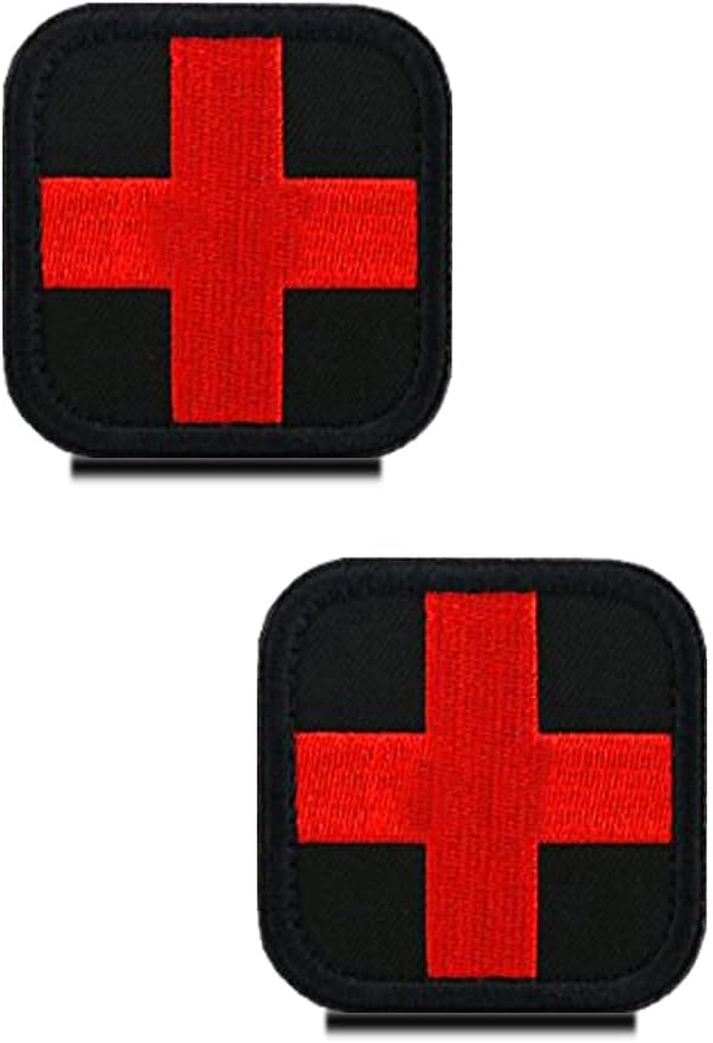 Pack of 2 3D PVC Rubber Medic Cross Medical Patch, Heavy Robust Material, Cross for Tactical Backpacks, Medical Bags, First Aid Kits, Outdoor Adventure Kits