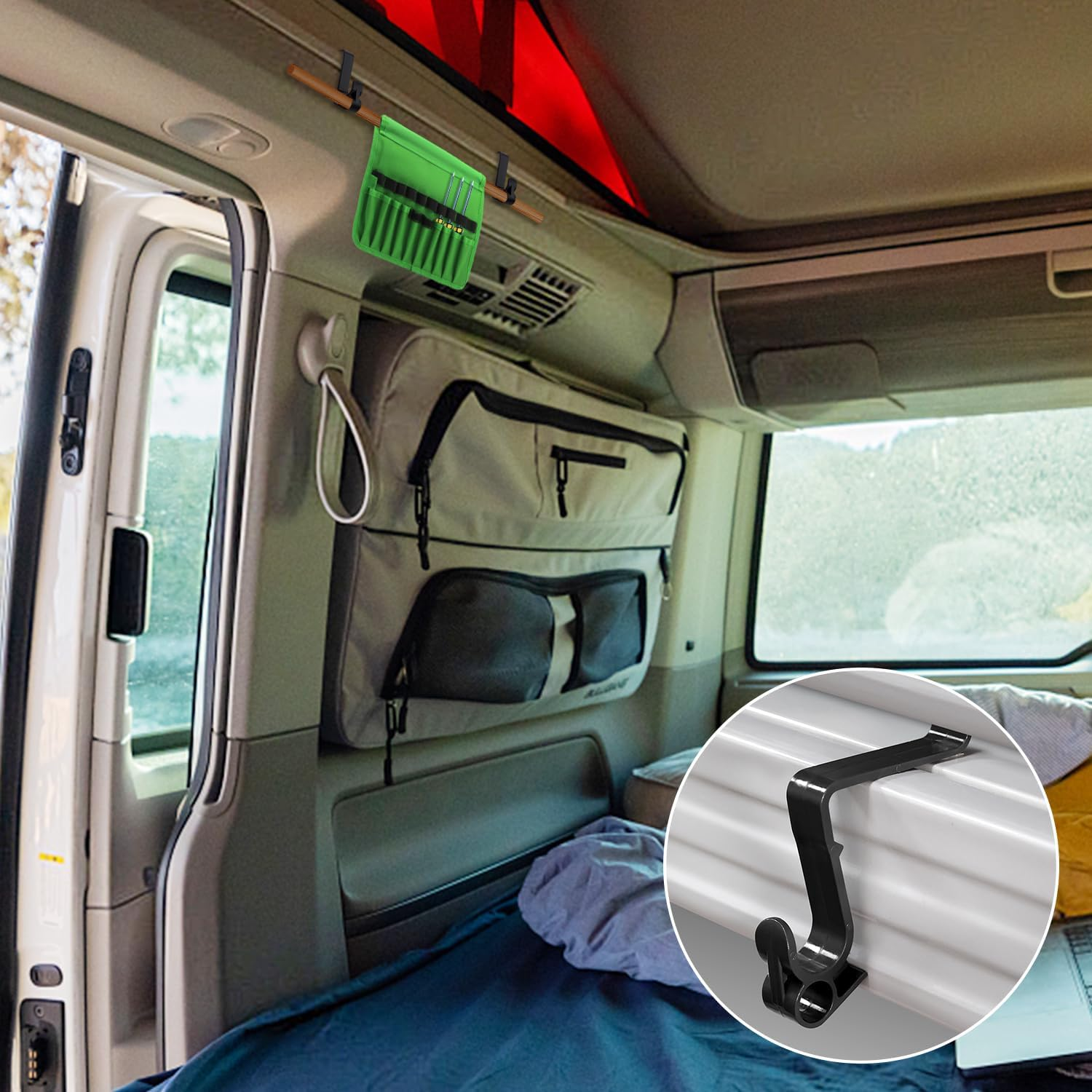 4Pcs Hooks for VW California, Hooks with Multifunctional Eyelet for VW California Beach Ocean Coast Comfortline T5 T6 T6.1 VW California Accessories (Black) - Grey image number 7