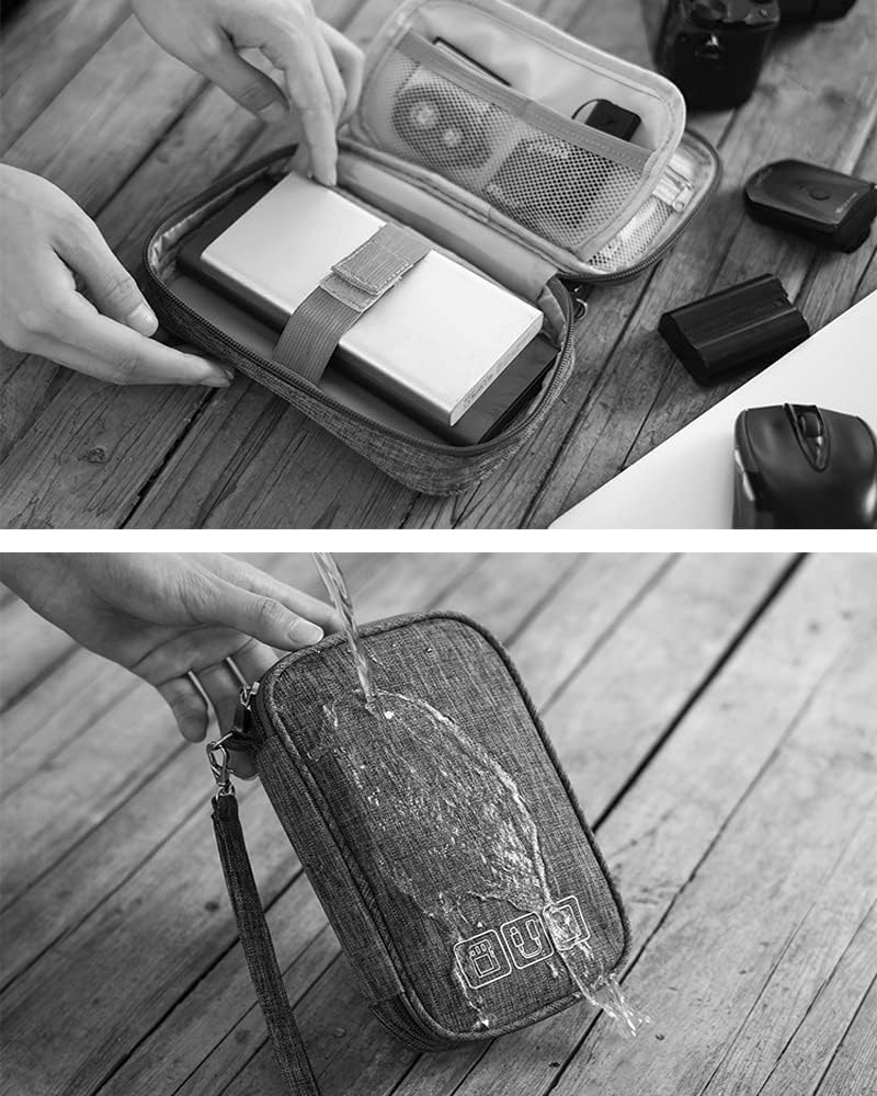 Small Electronic Accessories Organizer, Handhled Universal Compact Travel Digital Accessories Storage Bag for Portable Charger, Cables, Earphone, Cord, SD Card, Phone (Purple)