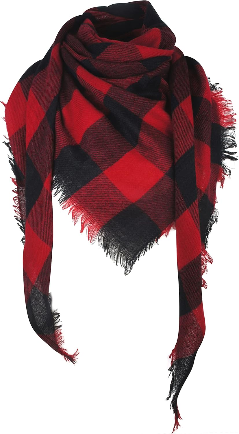 VIVIAN & VINCENT Triangle Fall Winter Soft Plaid Scarfs for Women Scarf Warm Shawls and Wraps