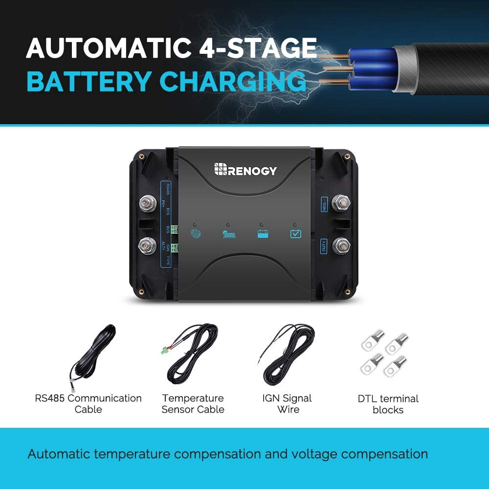 Renogy 12V 50A MPPT DC to DC On-Board Battery Charger, for Alternator and Solar Panel, Charger for Flooded, Gel, AGM, and Lithium Batteries, Using Multi-Stage Charging, in Rvs, Cars, Boats, Yachts image number 4