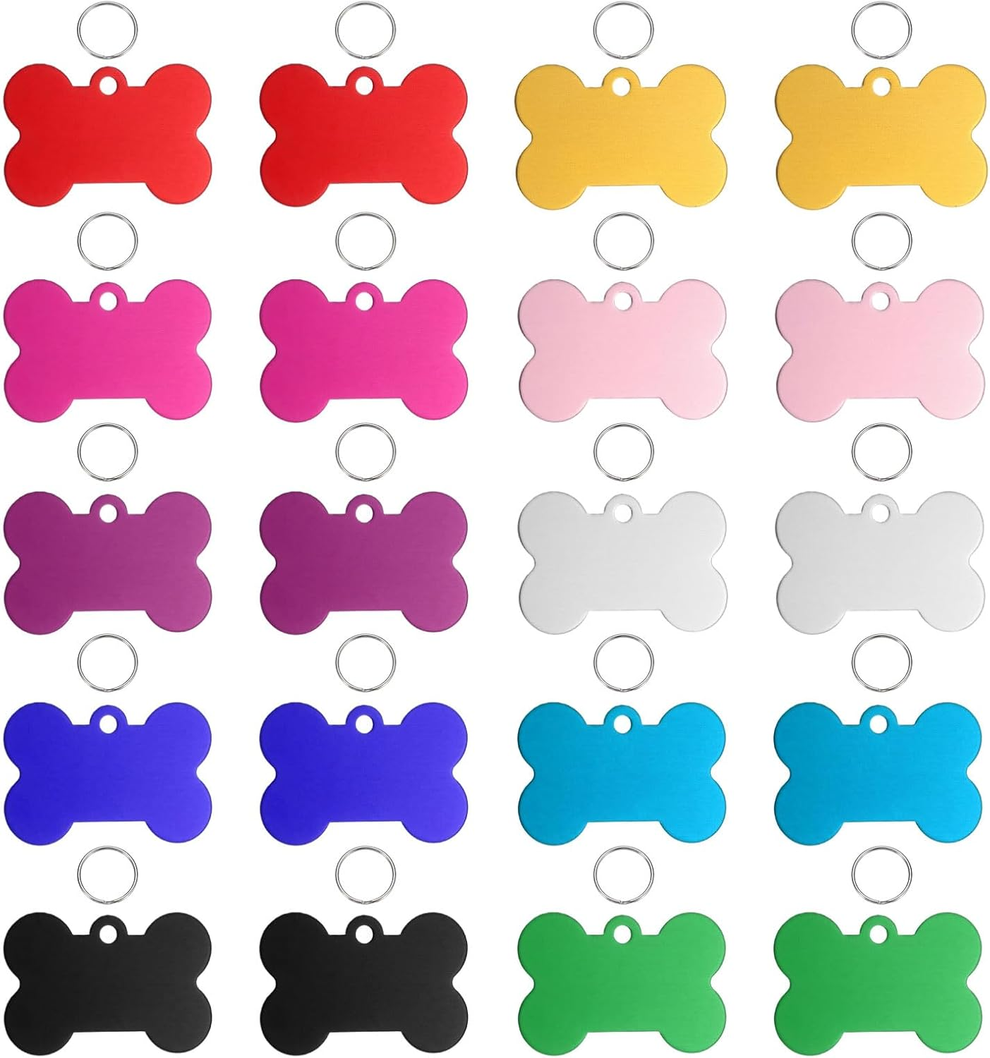 Uxcell Pet ID Tags, Personalized Dog Cat Tag Stainless Steel Aluminum Bone Shape Engraved Blank with Key Ring 38X25Mm, (Multicolor, 20 Pcs), Intended for Dog/Cat/Name/Pendant Crafts image number 6