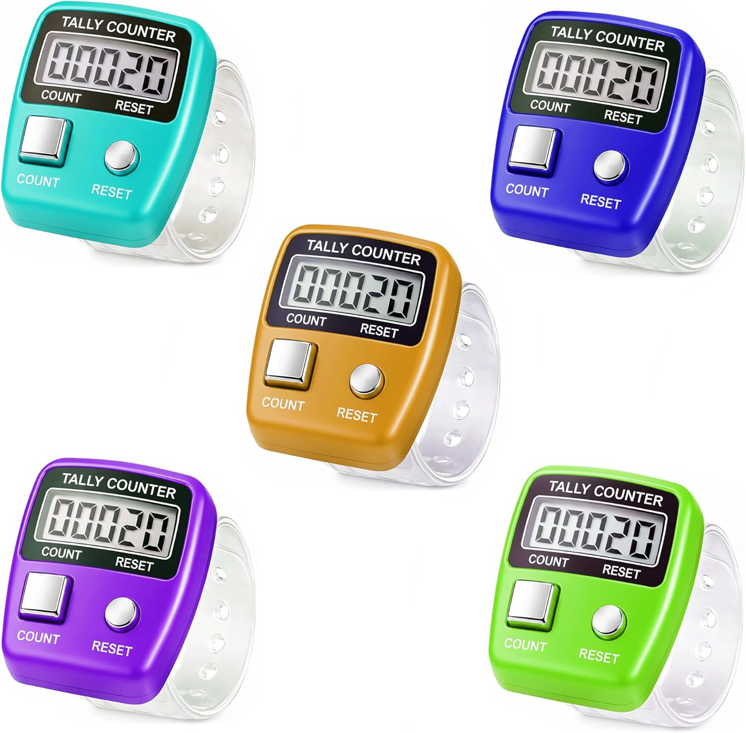 GLUN&reg; Multiuse Finger Counter Portable Hand Finger Counting Machine Digital Head Electronic Tally Counter Pack of 5 image number 1