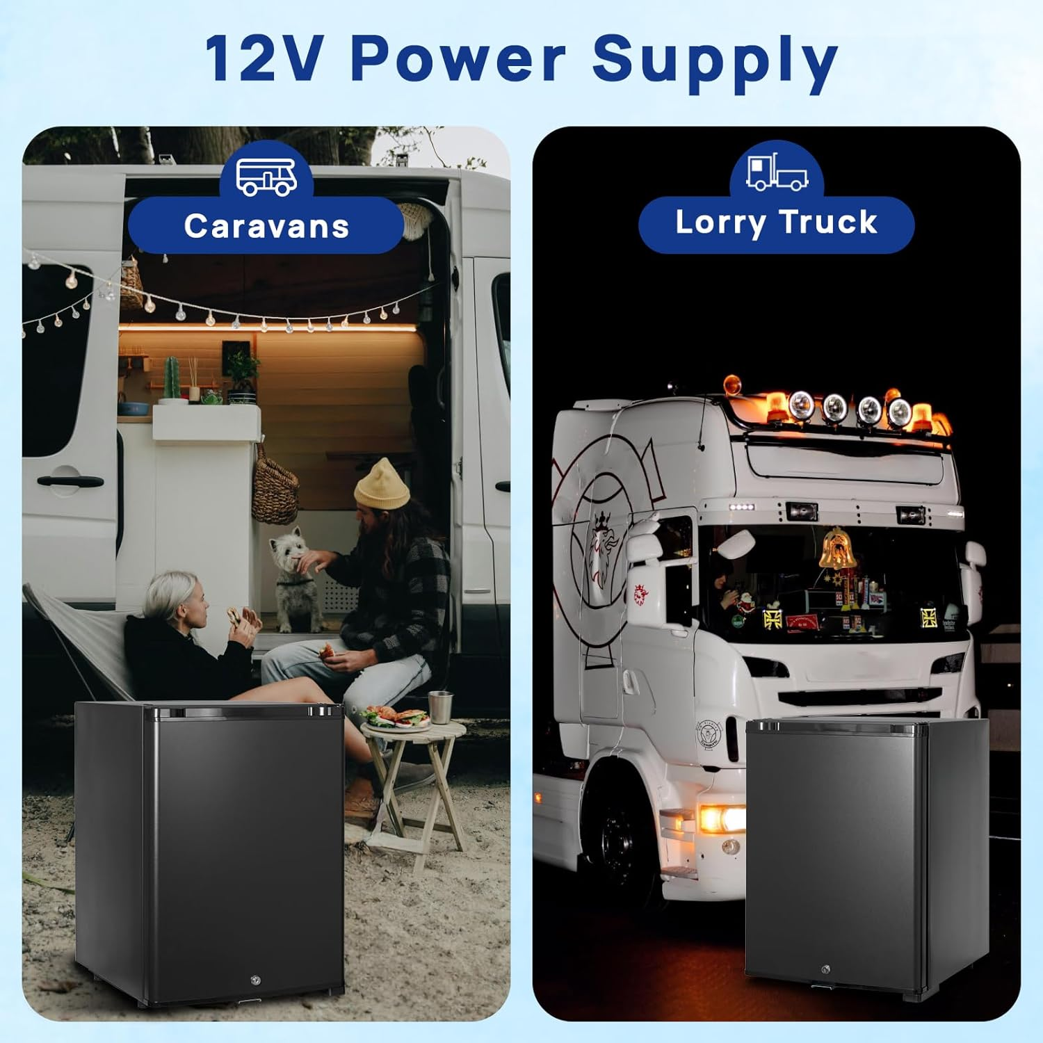 Smad 40L Portable Fridge, 12V Motorhome Fridge, Campervan Lockable Refrigerator for RV, Van, Office, Truck, Camper, Caravan, Black image number 6