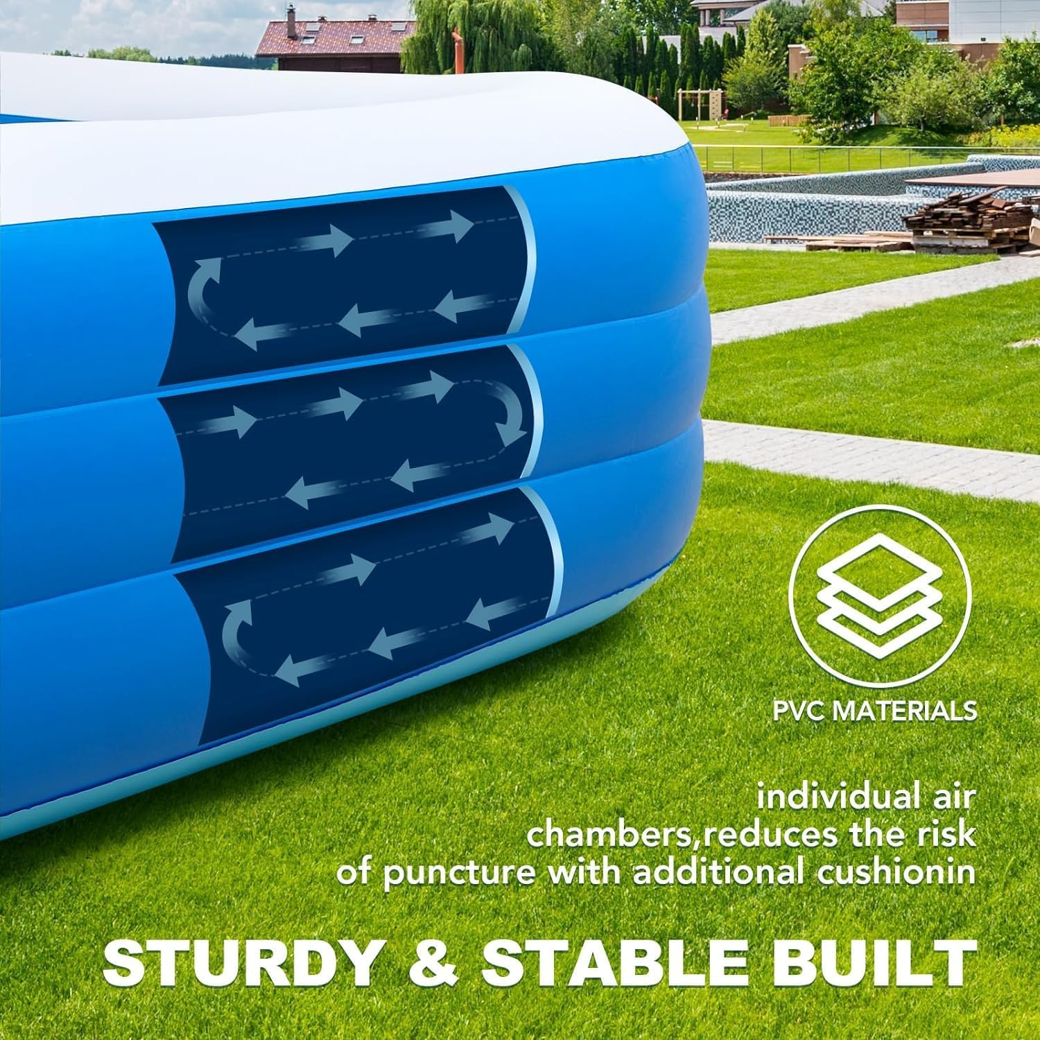 PFATURKHN Inflatable Swimming Pool, 260Cm Giant Inflatable Deep Pool,Paddling Swim for Family Backyard,Triple Safety Chambers, Soft Floor, Bpa-Free image number 3