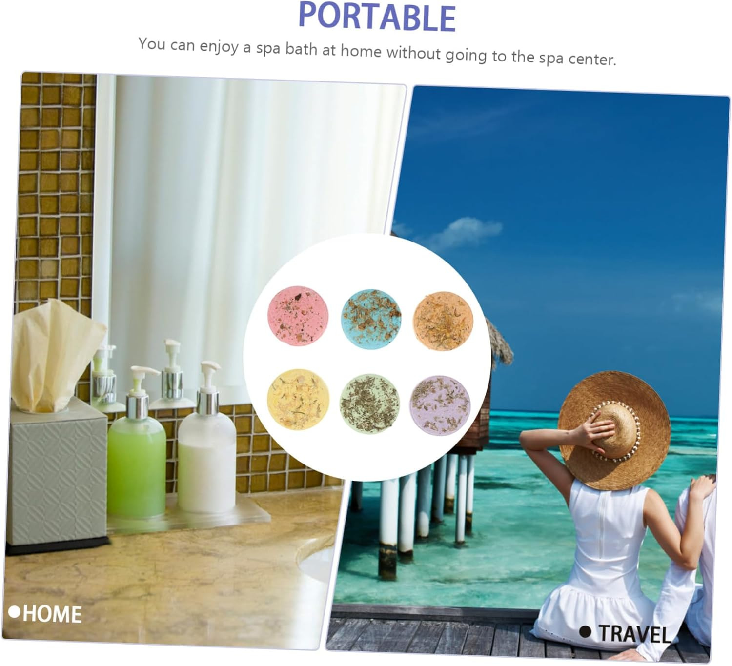 FRCOLOR 6Pcs Aroma Steam Sheets Essential Oil Bathing Tablets for Home Travel Orange Rose Scents Skin Moisturizing Shower Accessory image number 3