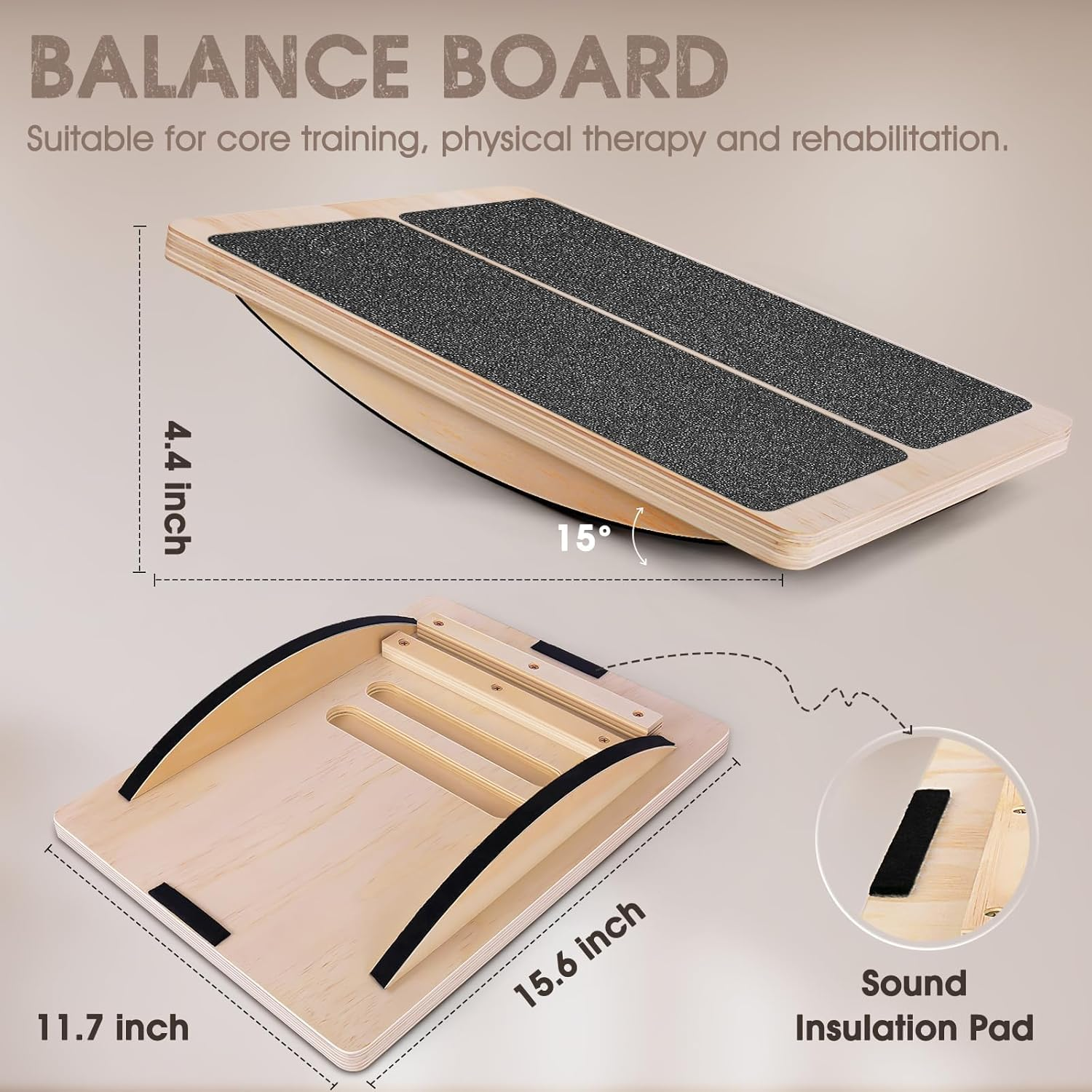 Dsocool 2-In-1 Professional Wooden Slant Board & Balance Board, Adjustable Incline and Calf Stretcher, Stretch Board for Knees Ankle Heel Feet Leg image number 2