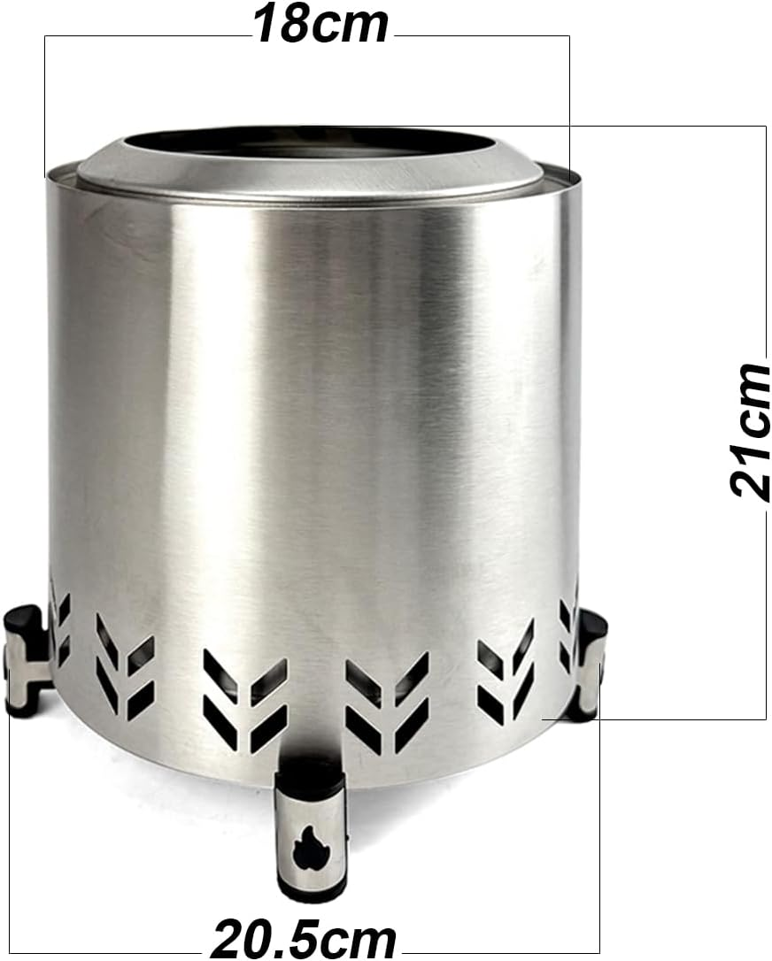 Tow Smokeless Fire Pit, 7Inch Wood Burning Fireplaces with Removable Ash Pan, Portable Outdoor Bonfire Firepit with Stand, Backyard, Patio & Camping, Stainless Steel, Easy to Setup (Stainless Steel) - Black image number 3