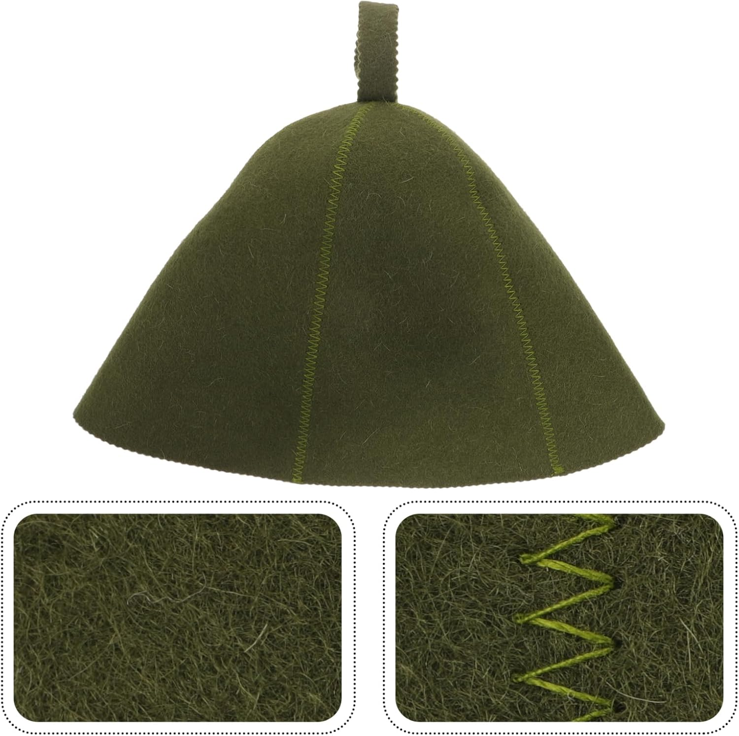 PAMINGONO Wool Sauna Hat and Shower Cap for Bathhouse Use, Green Felt Wool Material, Water Absorption Heat Insulation, Household Bath Accessories, Large Comfortable Sauna Hat image number 2