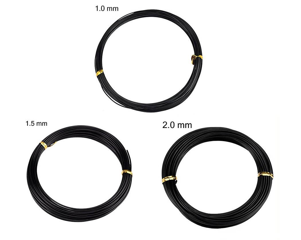 DS. DISTINCTIVE STYLE Aluminium Bonsai Wire 3 Pieces 10M Bonsai Training Tools Craft Aluminium Wire (1.0 Mm / 1.5 Mm / 2.0 Mm, 10M for Each Size) (Black) image number 5