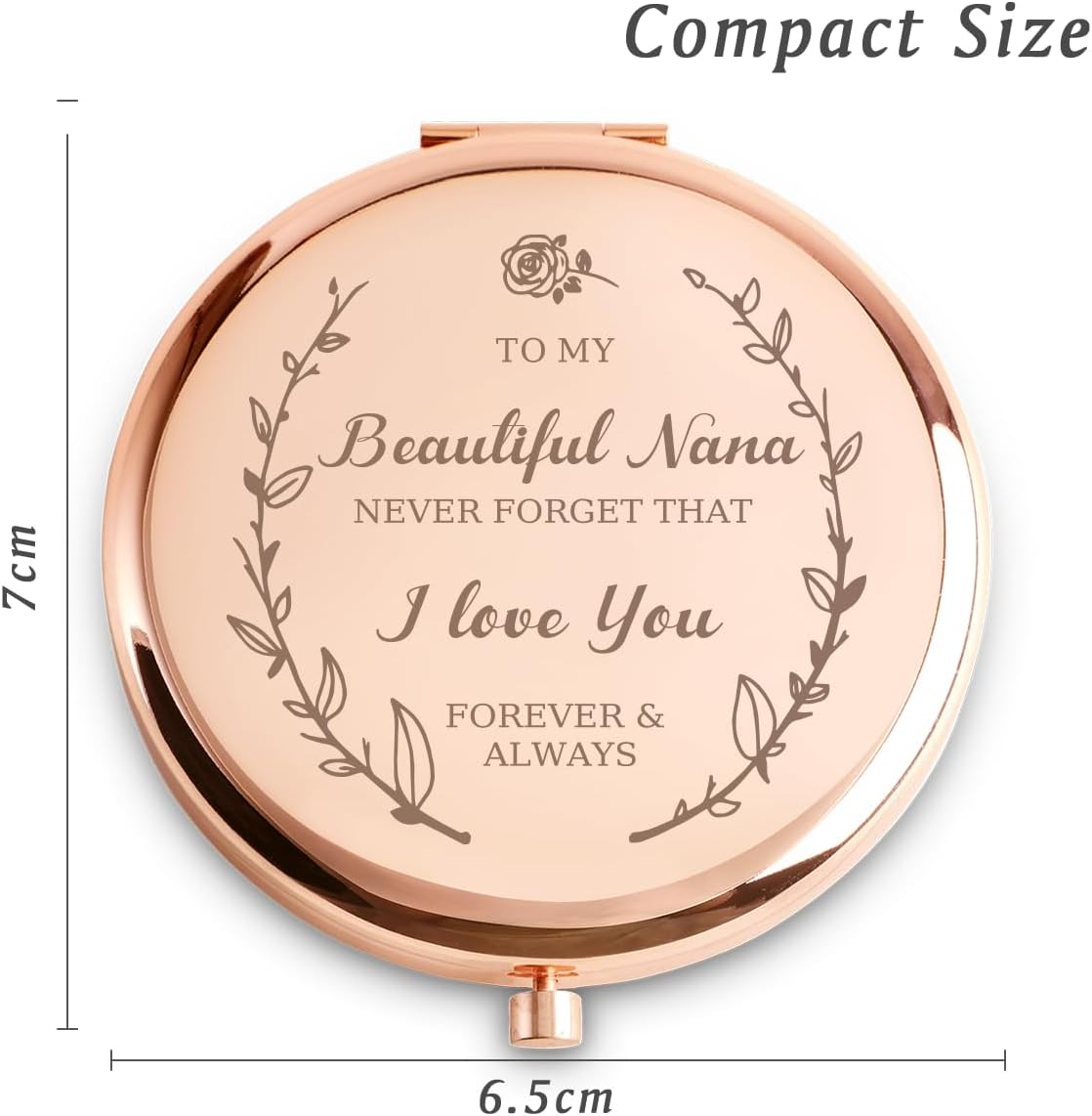 Aunt Gift from Niece Nephew, Personalised Sentimental Compact Mirror for Auntie, Custom Small Mirror for Christmas, Secret Santa, Stocking Filler, Birthday image number 4