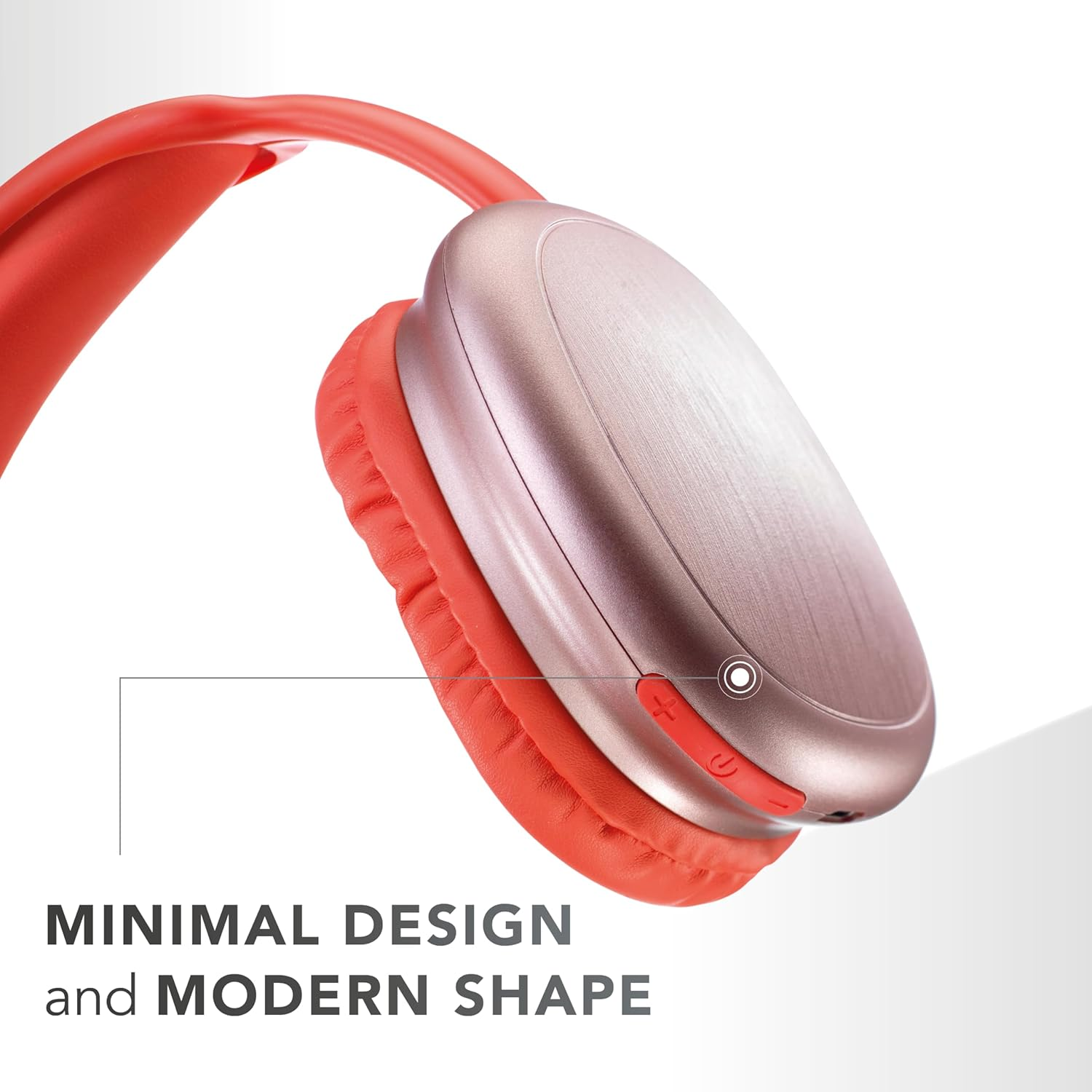 Music Sound Bluetooth Headphones MAXI2 | Headphones on Ear Bluetooth 5.0 - Play Time 22H - Charging 1.5H - Integrated Microphone - Controls on the Gazebo and Adjustable Headband, Red Colour image number 2