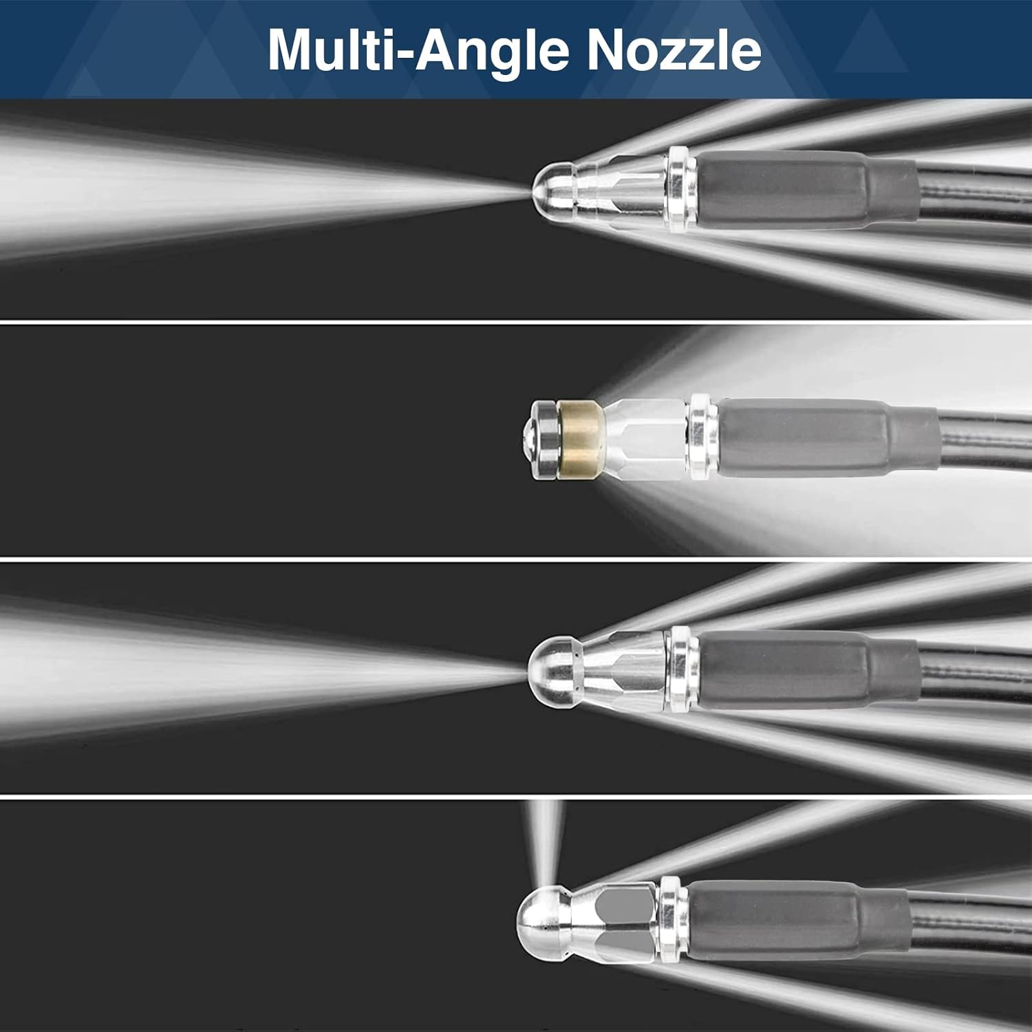 Sewer Jetter Kit for Pressure Washer 150FT, Newest 5800PSI Drain Cleaner Hose 1/4" NPT Angle, Accessory with 2 Spanners, 6 Jet Nozzles, with Pearl Brooch and Waterproof Tape image number 5