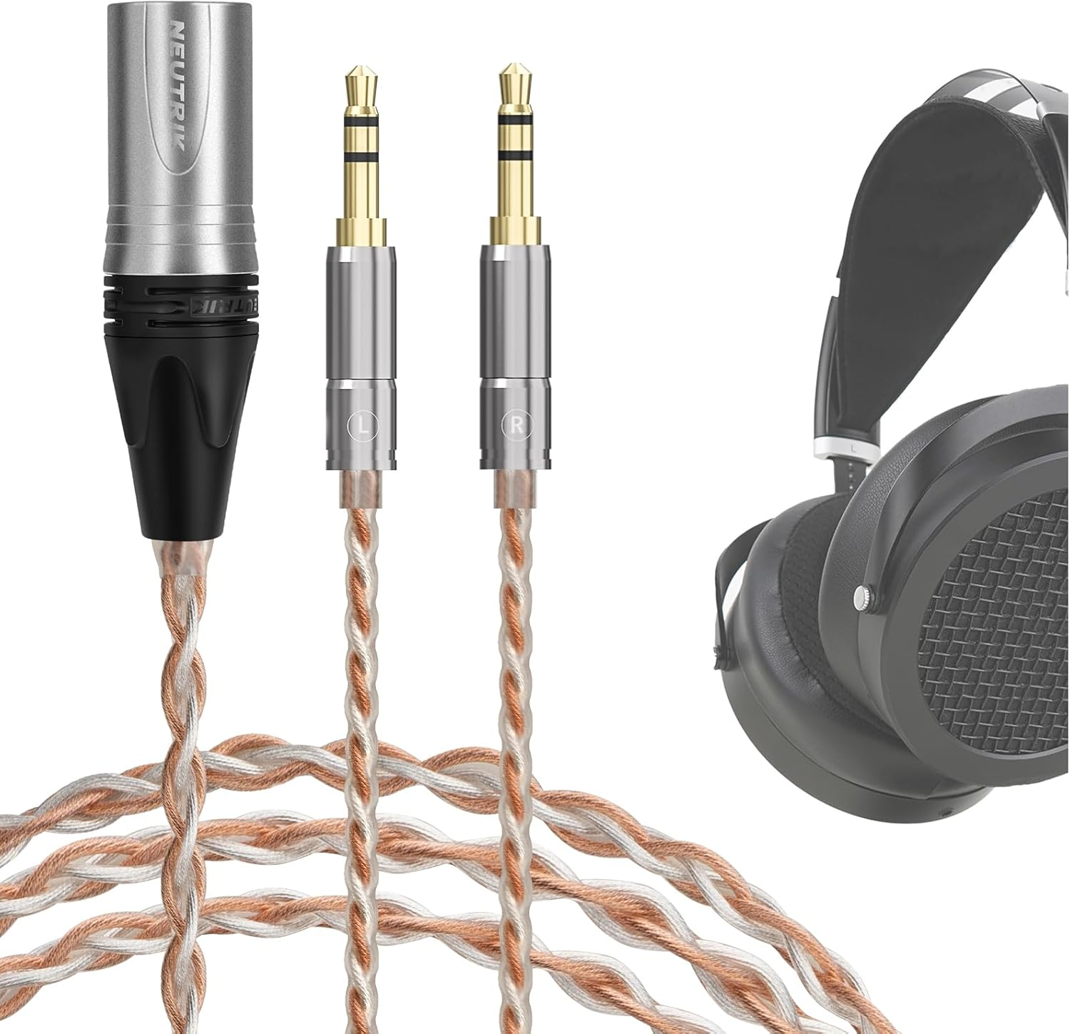 Geekria Apollo 4Pin XLR to Dual 3.5Mm Silver-Plated Upgrade Audio Cable Compatible with HIFIMAN SUSVARA Unveiled, SUNDARA He1000Se, Denon AH-D9200 AH-D7200 AH-D5200 AH-D600 Headphones (4.9Ft/1.5M) image number 5