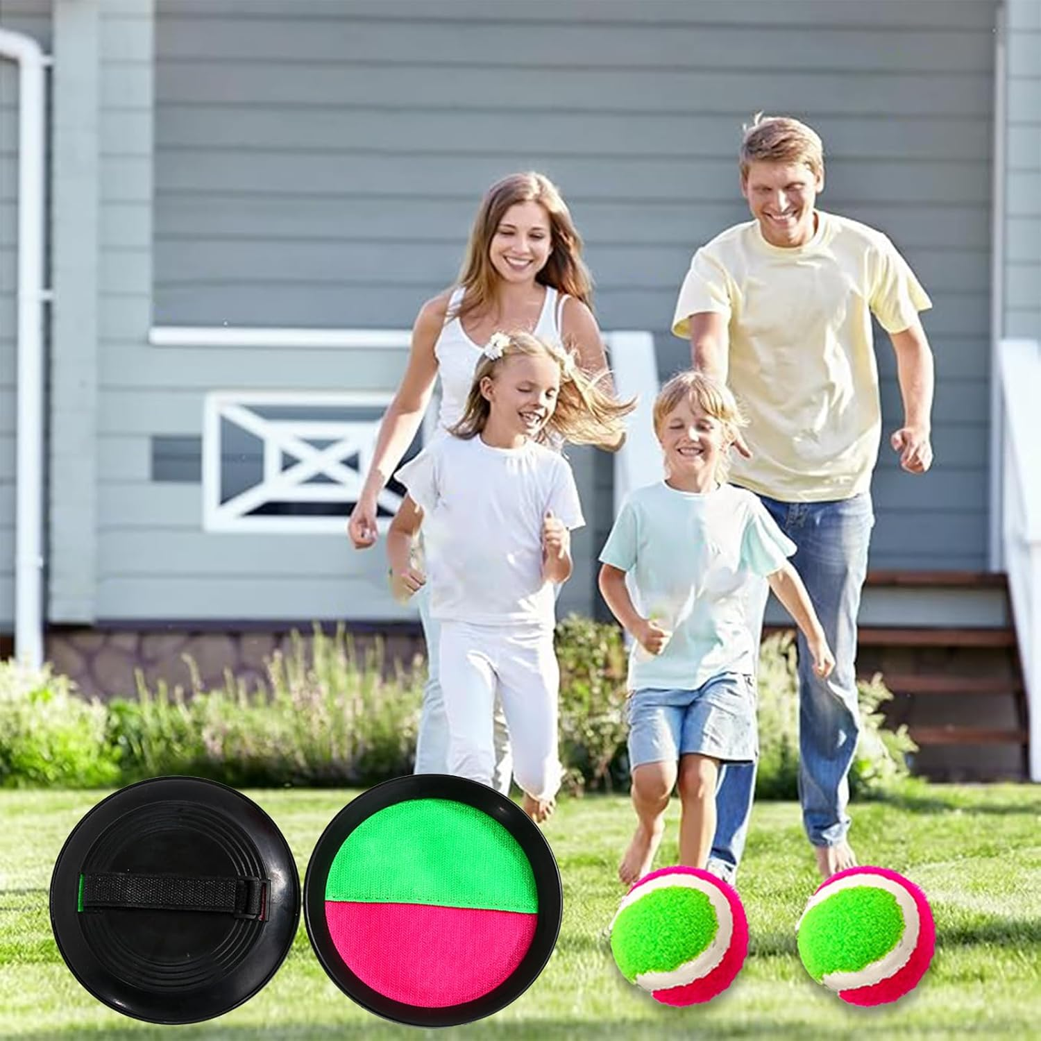 Woruykot Velcro Ball Pool Game, Outdoor Toy, Beach Toys, Outdoor Throwing Game, Velcro Ball Set with 4 Velcro Ball Paddles and 2 Velcro Balls, Ball Games for Outdoor Garden (Red) image number 4