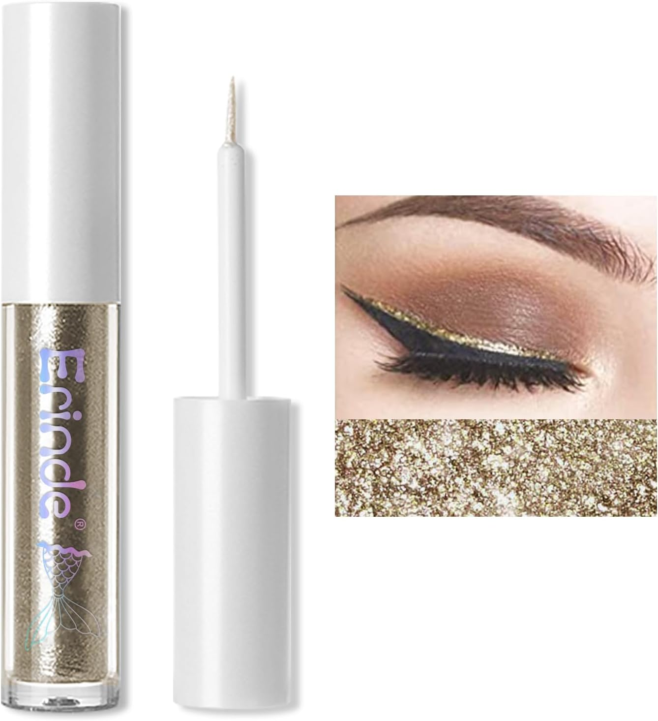 Erinde Liquid Glitter Eyeshadow Eyeliner, Korean Makeup, Tear Drop, Shimmer Metallic, Lightweight Waterproof Texture, Long Wearing, Loose Glitter Glue for Crystals Eye Glitter Makeup, Pearl White