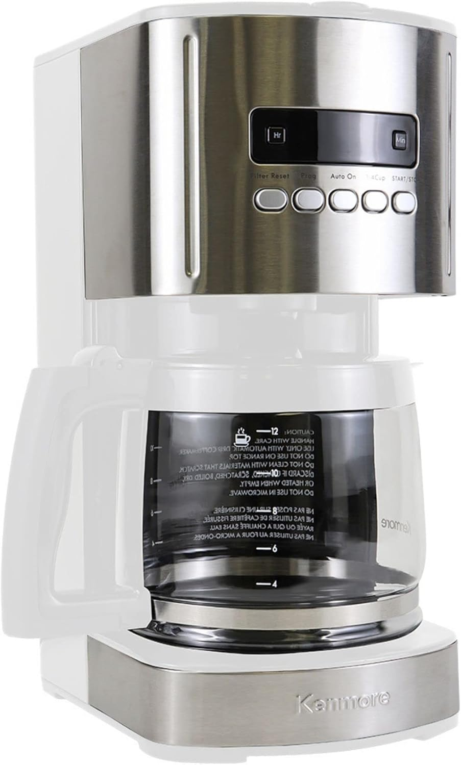 Kenmore Aroma Control 12-Cup Programmable Coffee Maker, Stainless Steel Drip Coffee Machine, Glass Carafe, Reusable Filter, Timer, Digital Display, Charcoal Water Filter, Regular or Bold image number 3