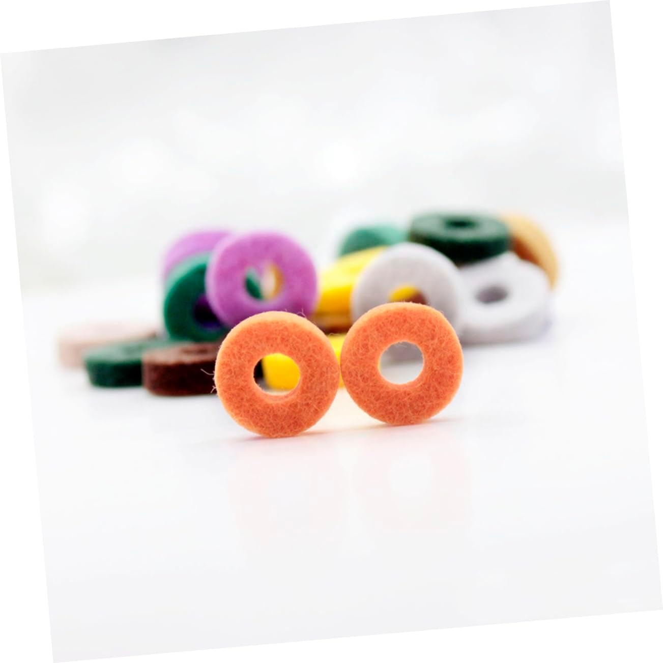 20 Pcs Colored Felt Washers for Cymbals Drum Practice Pad Strap Button Felt Washers Kit for Bass Drum and Cymbal Stand Accessories and Guitar Strap Buttons image number 1