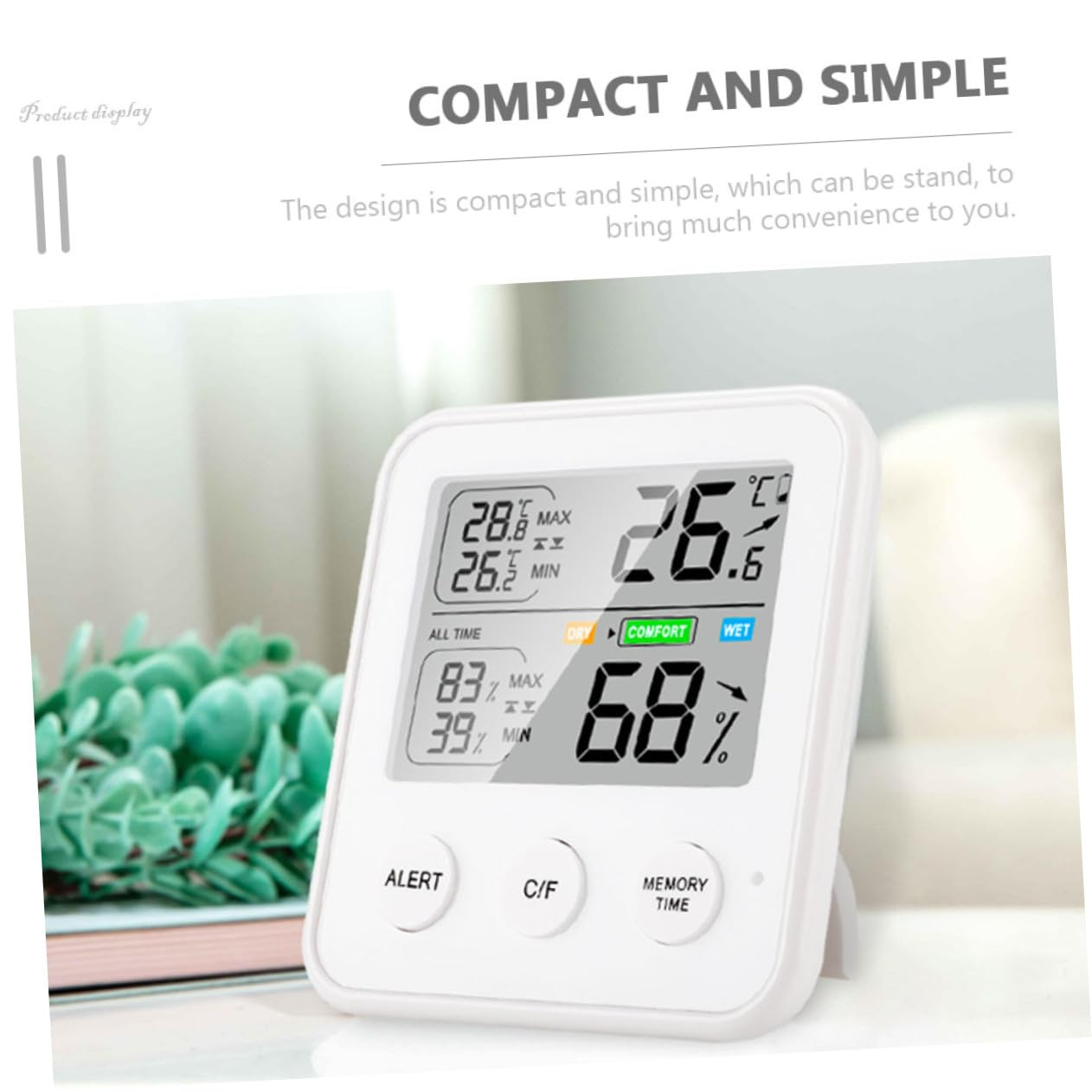 Outanaya High-Precision Digital Temperature Humidity Gauge Multifunction Indoor Thermometer Hygrometer with LCD Display for Home Office Greenhouse Laboratory Use