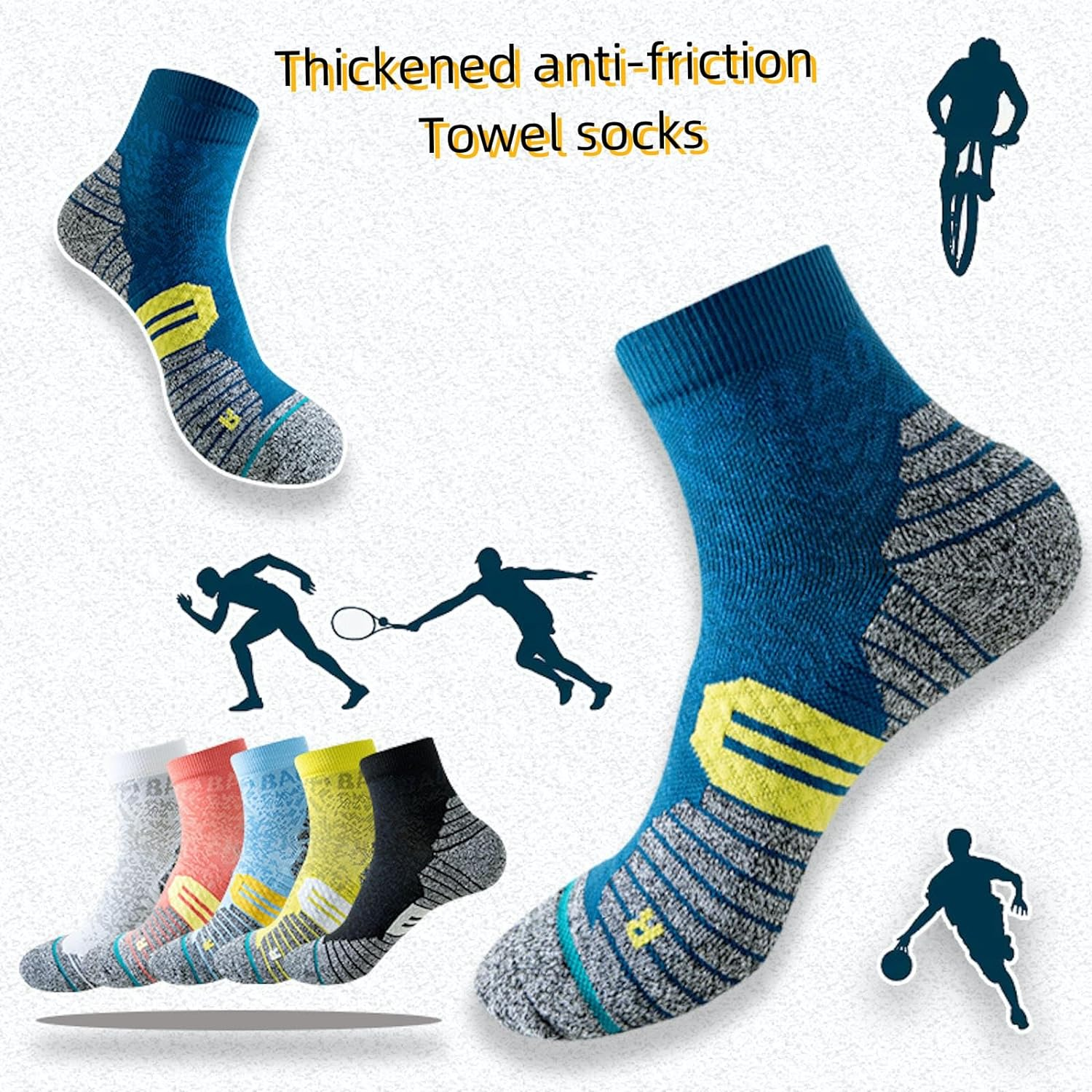 2/3 Pairs Ankle Socks Men Women Breathable Cotton Cushion Tab Crew Socks Wicking Non-Slip Athletic Trainer Socks X131 image number 3