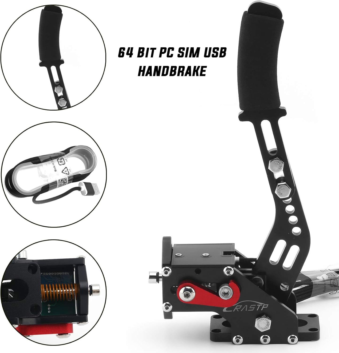 RASTP 64Bit PC USB Handbrake SIM for Racing Games Logitech G27 G25 G29 T500 T300 FANATECOSW LFS DIRT Rally.2,Black,Without Clamp image number 5