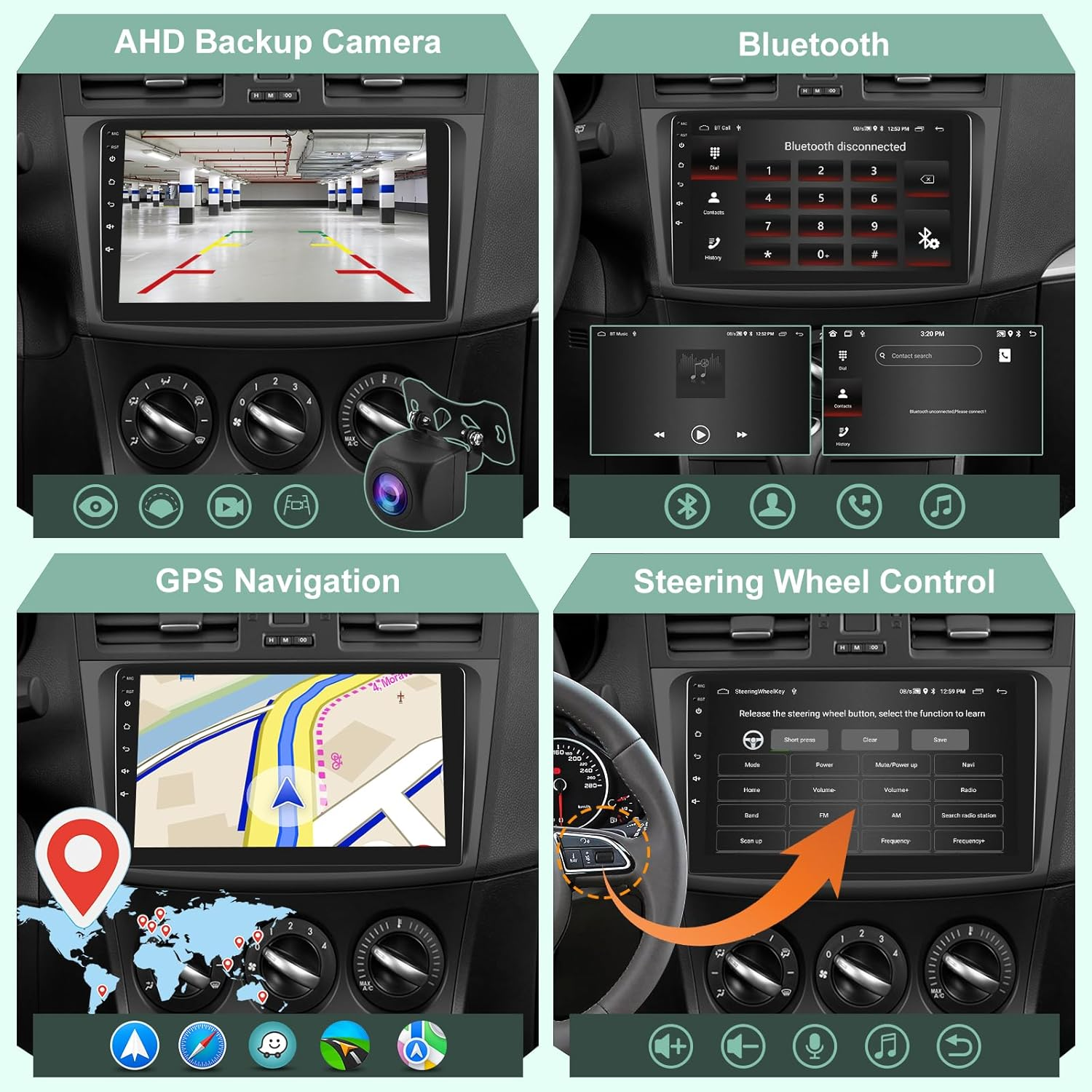 EKAT [2G+64G] Car Radio for Mazda 3 2009-2013, Android 13 Touch Screen Car Play Stereo, Carplay/Android Auto/Eq Audio/Swc/Bluetooth image number 5