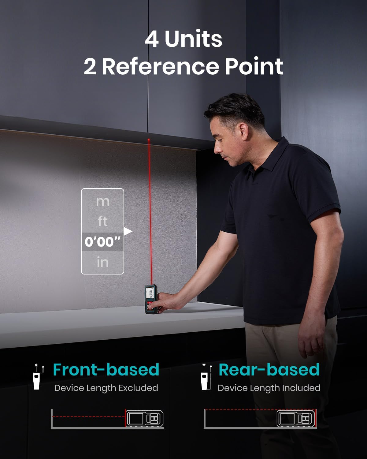 Mileseey Laser Measure, Laser Tape Measure,&plusmn;2Mm Accuracy Digital Tape Measure with Area, Volume Measurement, LCD Backlit, Mute Function, IP54, Battery Included image number 2
