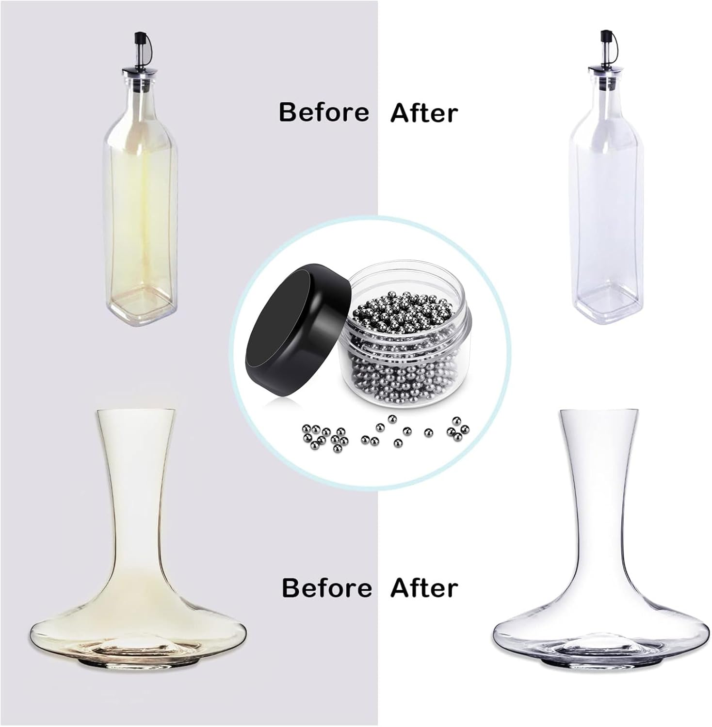 Lyvixora 1000 PCS Decanter Cleaning Beads - 304 Stainless Steel Cleaning Balls for Wine Decanter, Glass Bottle, Carafe and Vase | Reusable, Rust-Proof Metal Beads for Fast Cleaning & Shining image number 2