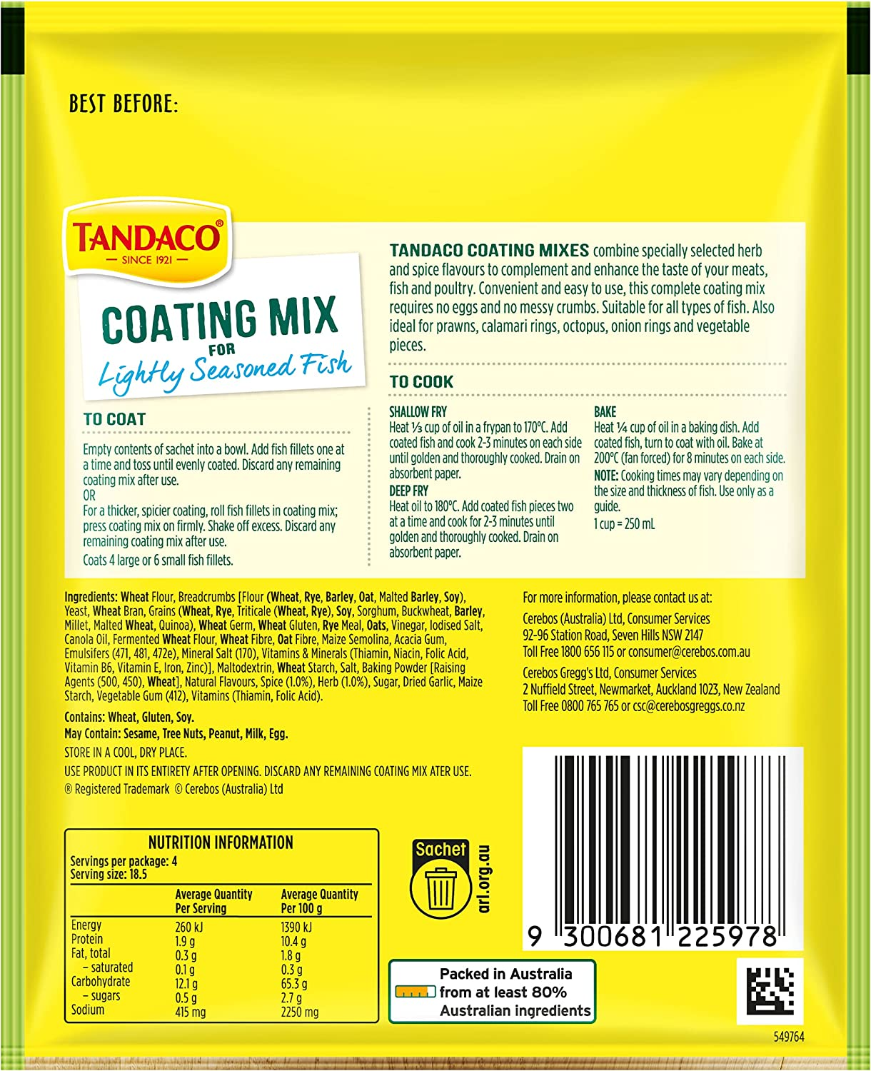 Tandaco Coating Mix for Lightly Seasoned Fish Tandaco All Purpose Seasoning Pouch 75G image number 5