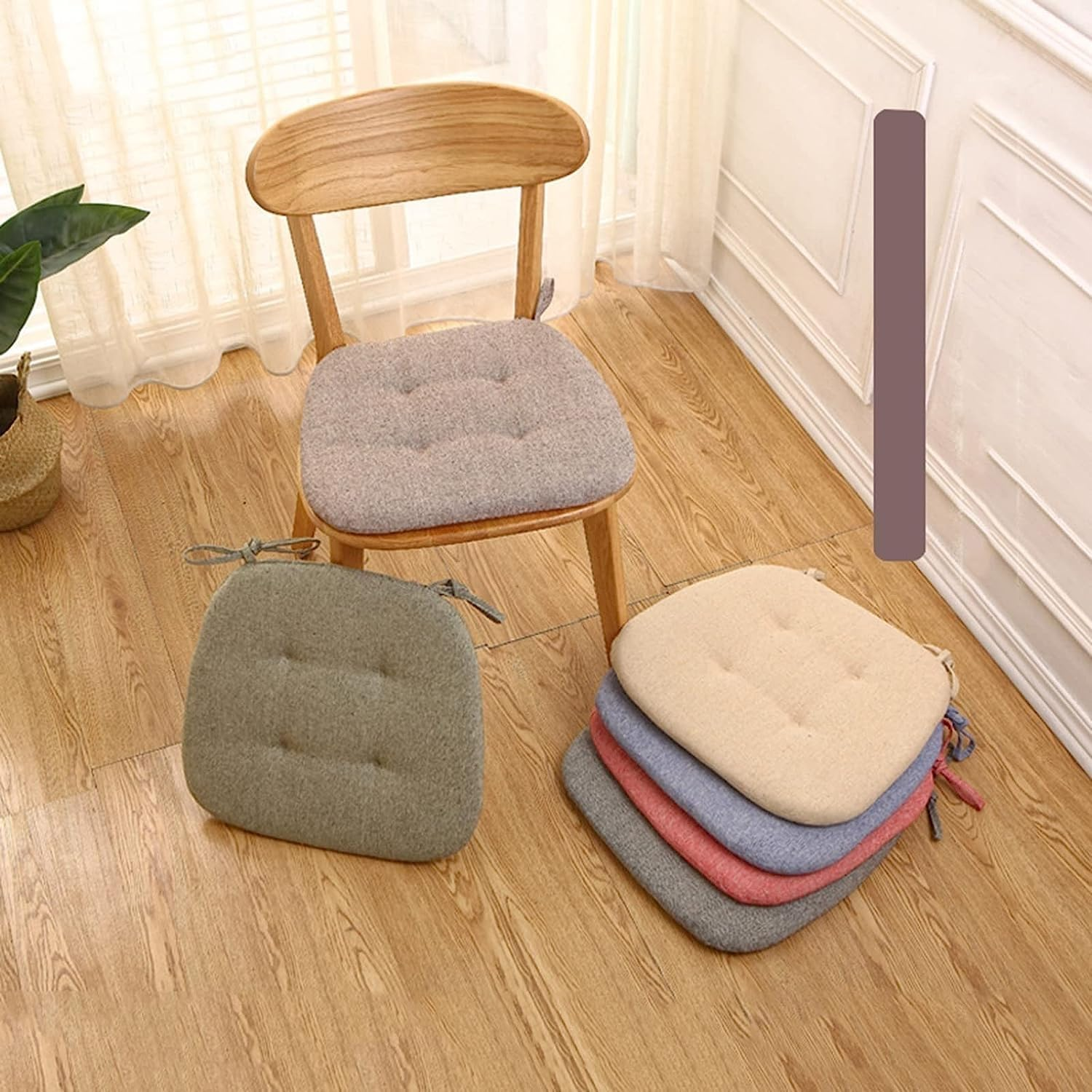 Cushion Kitchen Chair Cushions with Ties, Double Sided Chair Pads for Dining Room, U Shaped Non-Slip Seat Cushions, 2/4/6 Pack (Color : Black and Gray, Size : 6 Pack) image number 4