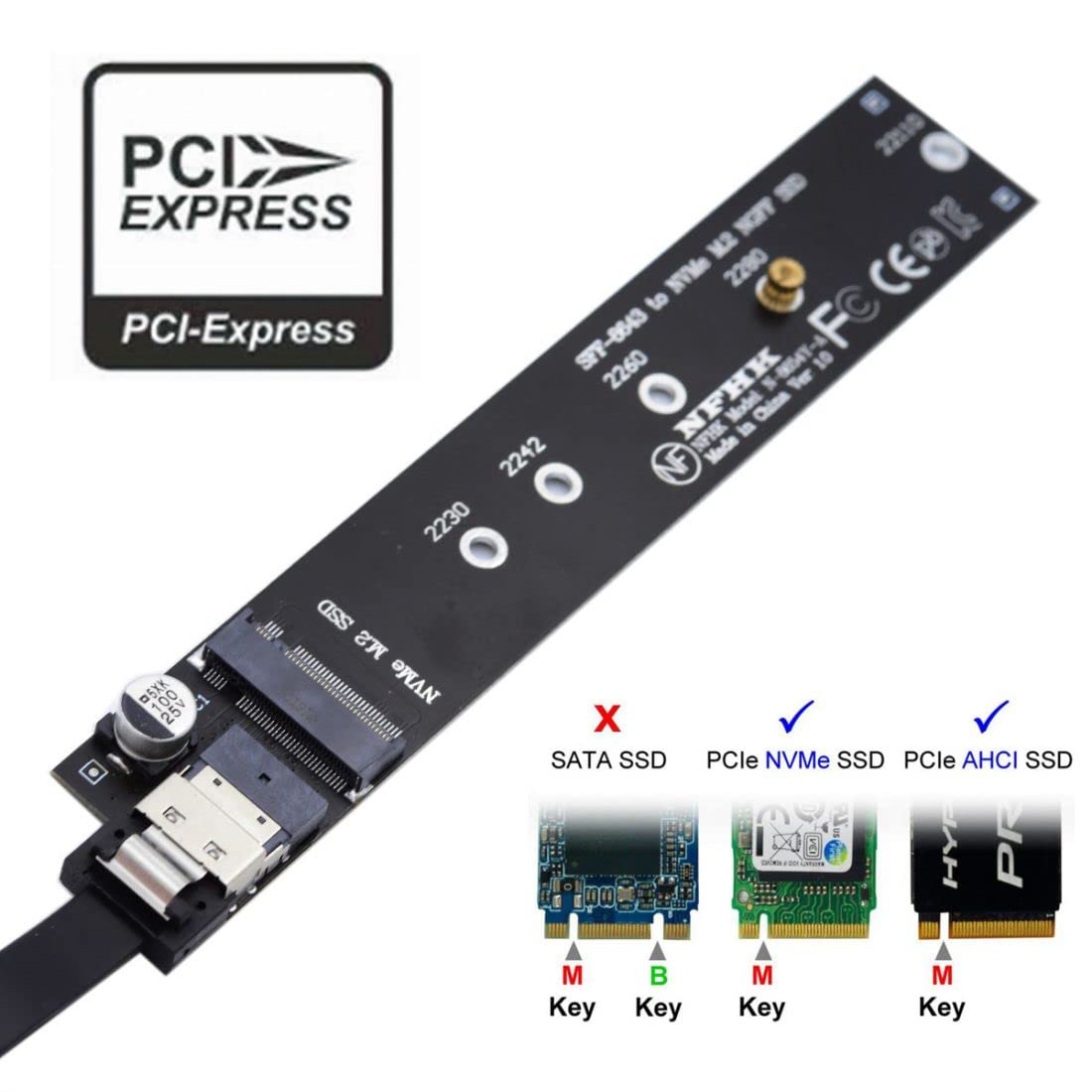 Chenyang CY M.2 NVME NGFF M-Key SSD Male to Female Extension Cable 40Cm with SFF-8654 Connector Adapter for Mainboard SSD 2280/22110 image number 1