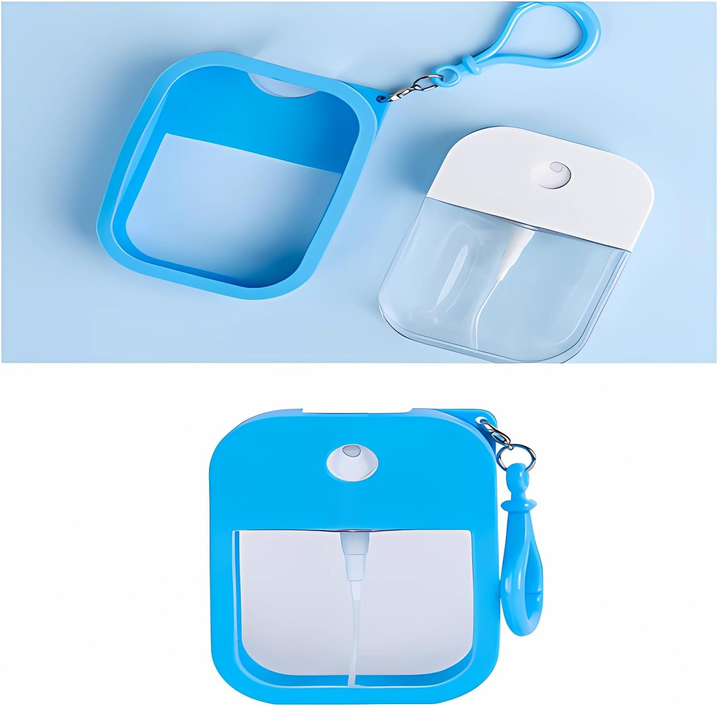 EMISSU 7 Pieces Portable Perfume Spray Bottle, 38Ml Mini Card Shape Reusable Sprayer Bottle with Hook and Silicone Case for Hand Sanitizer Fragrance Cosmetic (Multicolor) image number 6