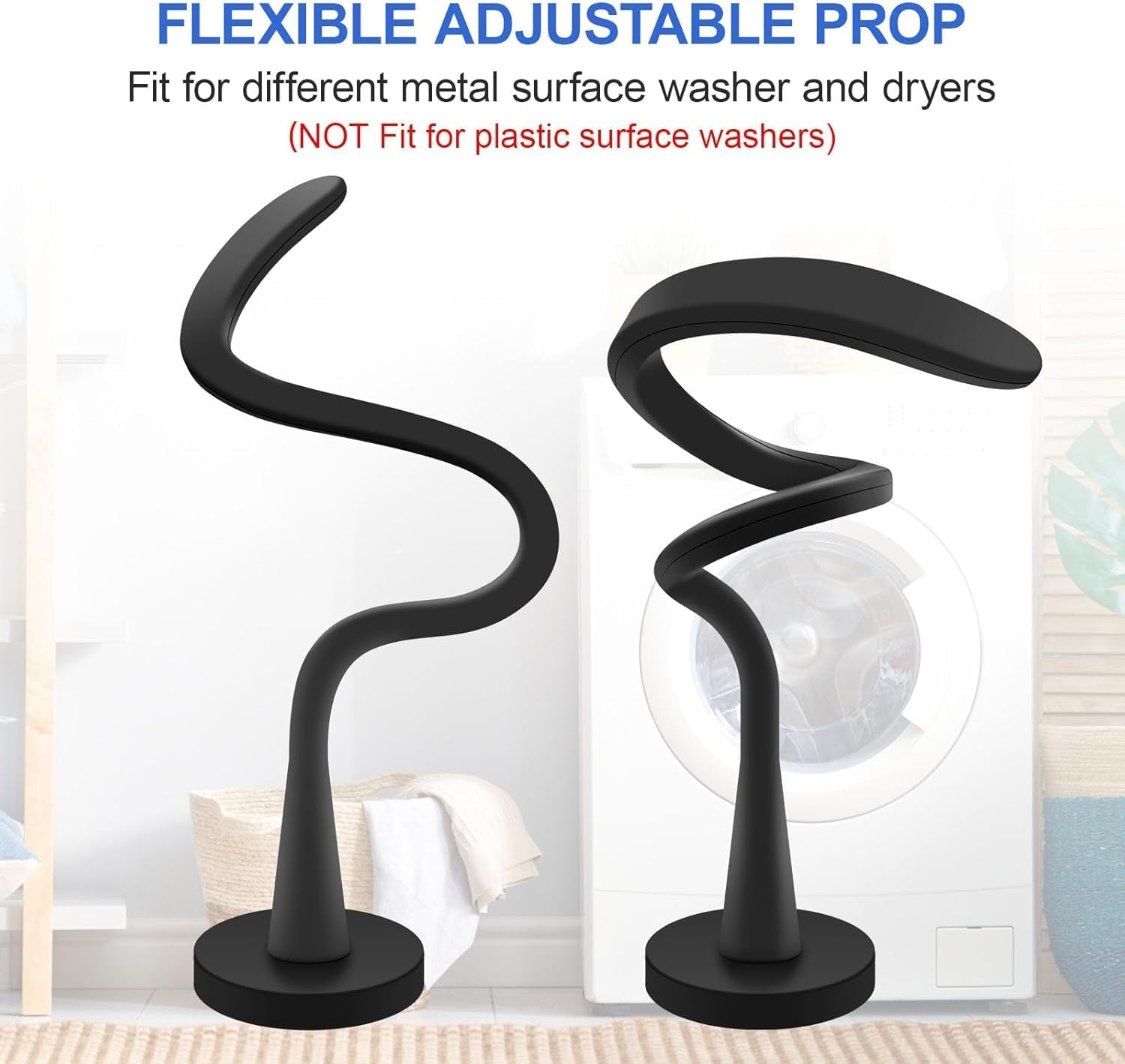 Front Load Washing Machine Door Stopper - Tool-Free Installation Washer Door Prop, Stainless Steel Holder to Keep Washer Ajar, Prevents Mold/Mildew Odors (Black) - Black image number 3