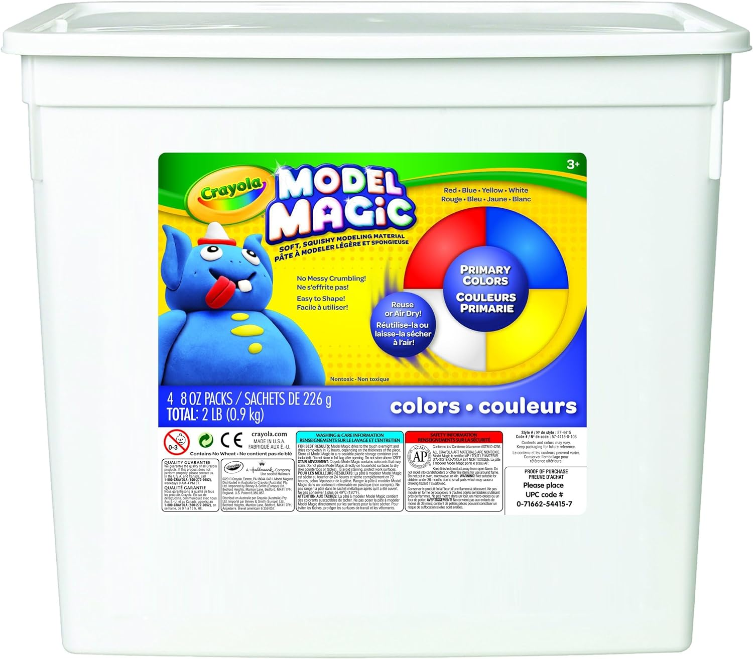 Crayola; Model Magic; Coloured Modelling Compound; Art Tools; 900G Resealable Bucket; Perfect for Butter Slime Supplies Kit, Mess Free