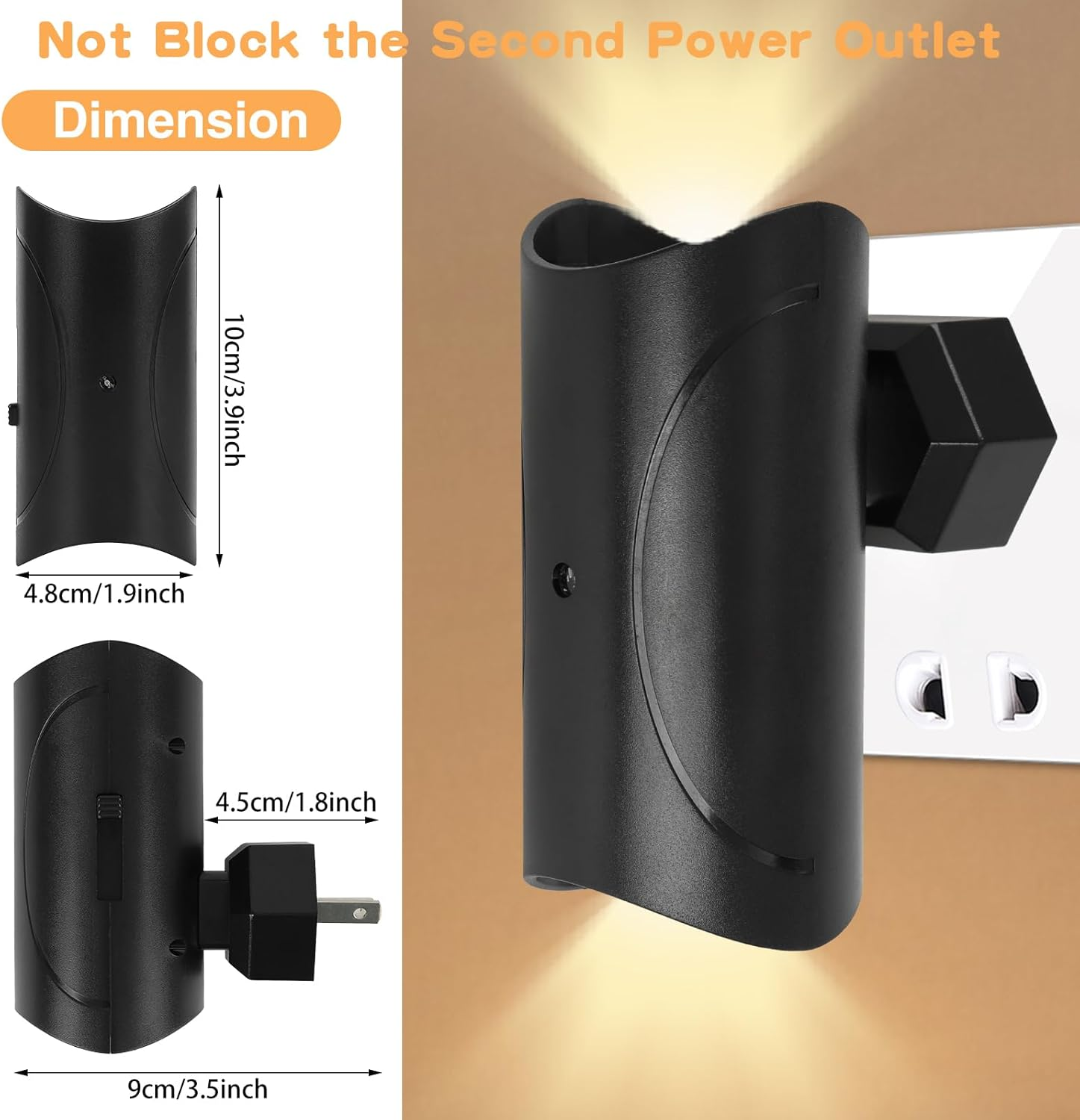 Night Light Plug in AU, LED Dimmable Night Light with Sensor, 0-100LM Brightness, 3000K Soft Glow for Bedroom Hallway Stair, AU Wall Light (2 Pack) image number 5