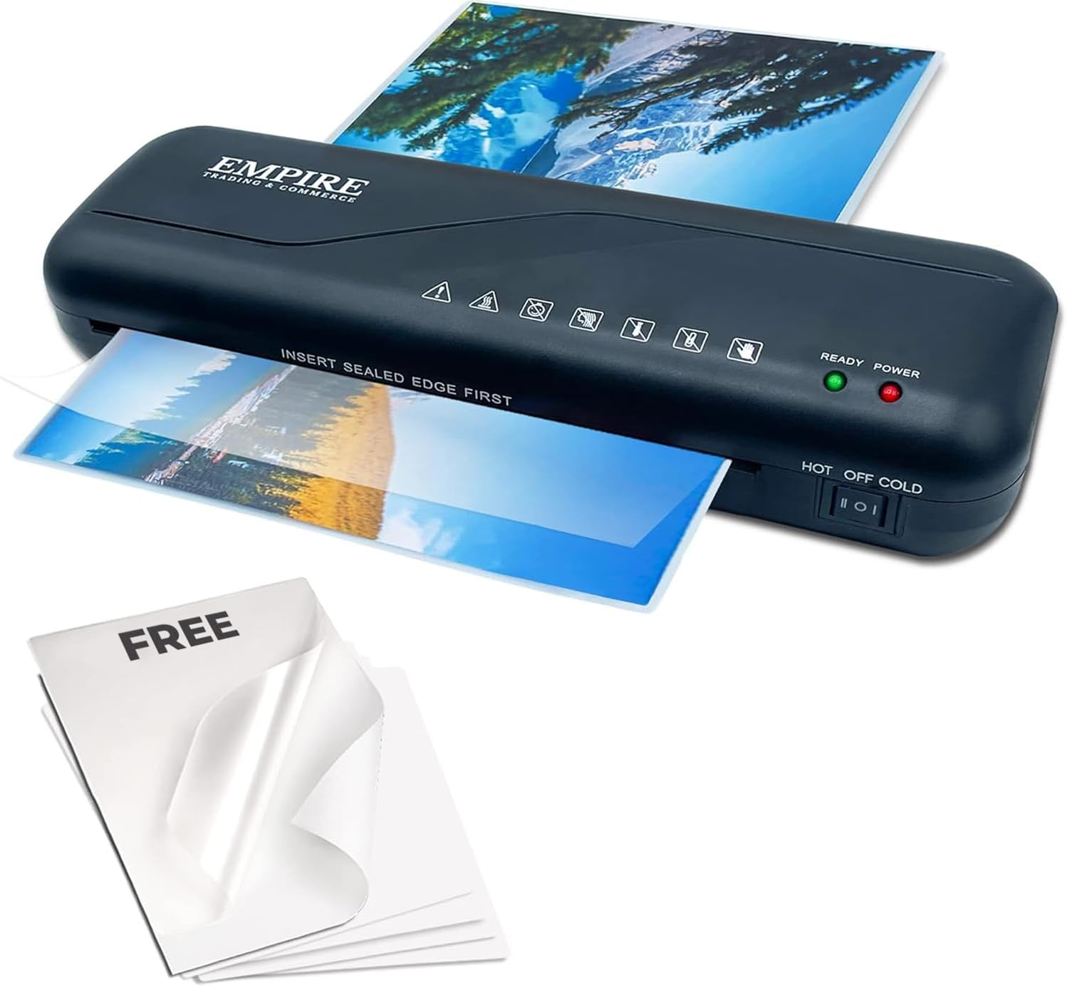 Empire Laminator, Laminating Machine with 10 Laminating Pouches, Hot and Cold Laminators Machine, A4 Thermal Laminators for Home, School and Office Use