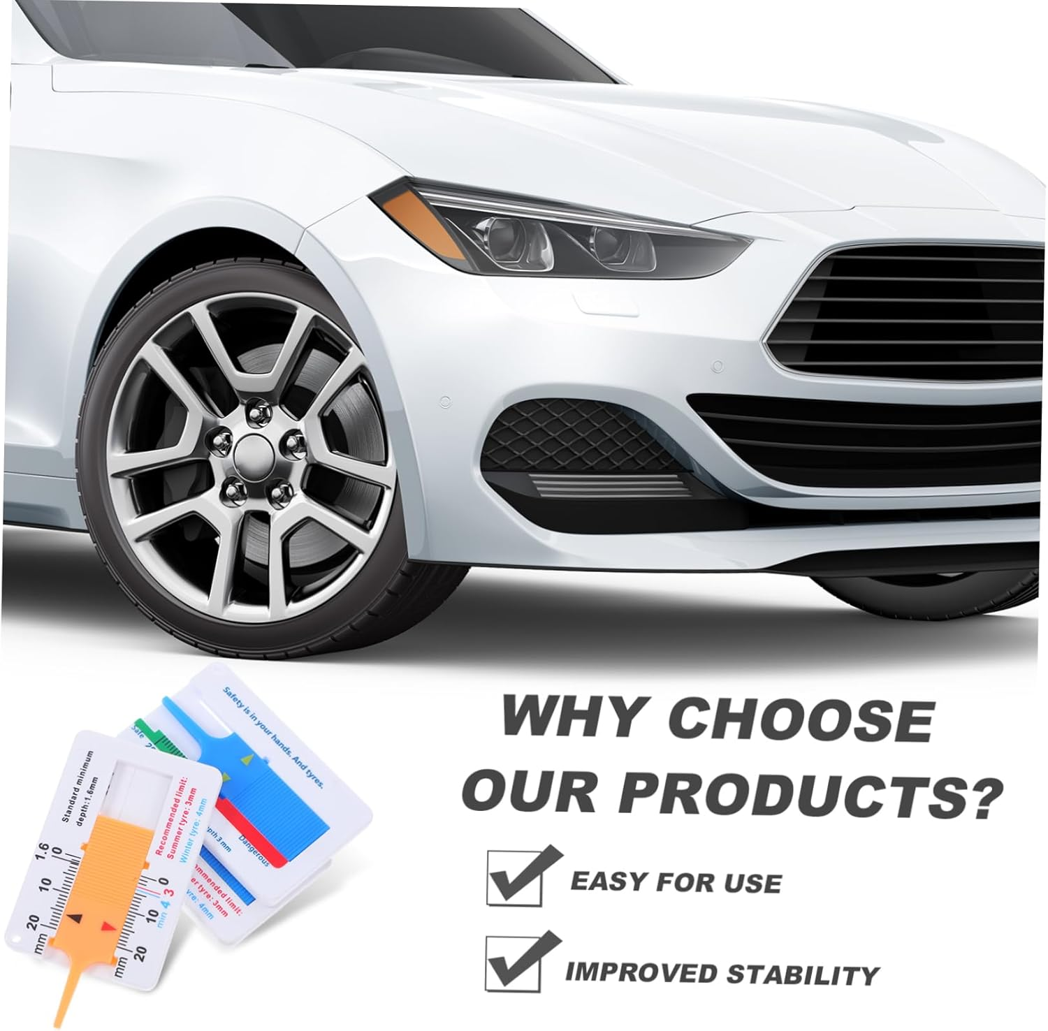 YOSADIER Tire Tread Depth Gauge Meter Plastic Tread Gauge Tool for Car Truck Automotive Measurement image number 5