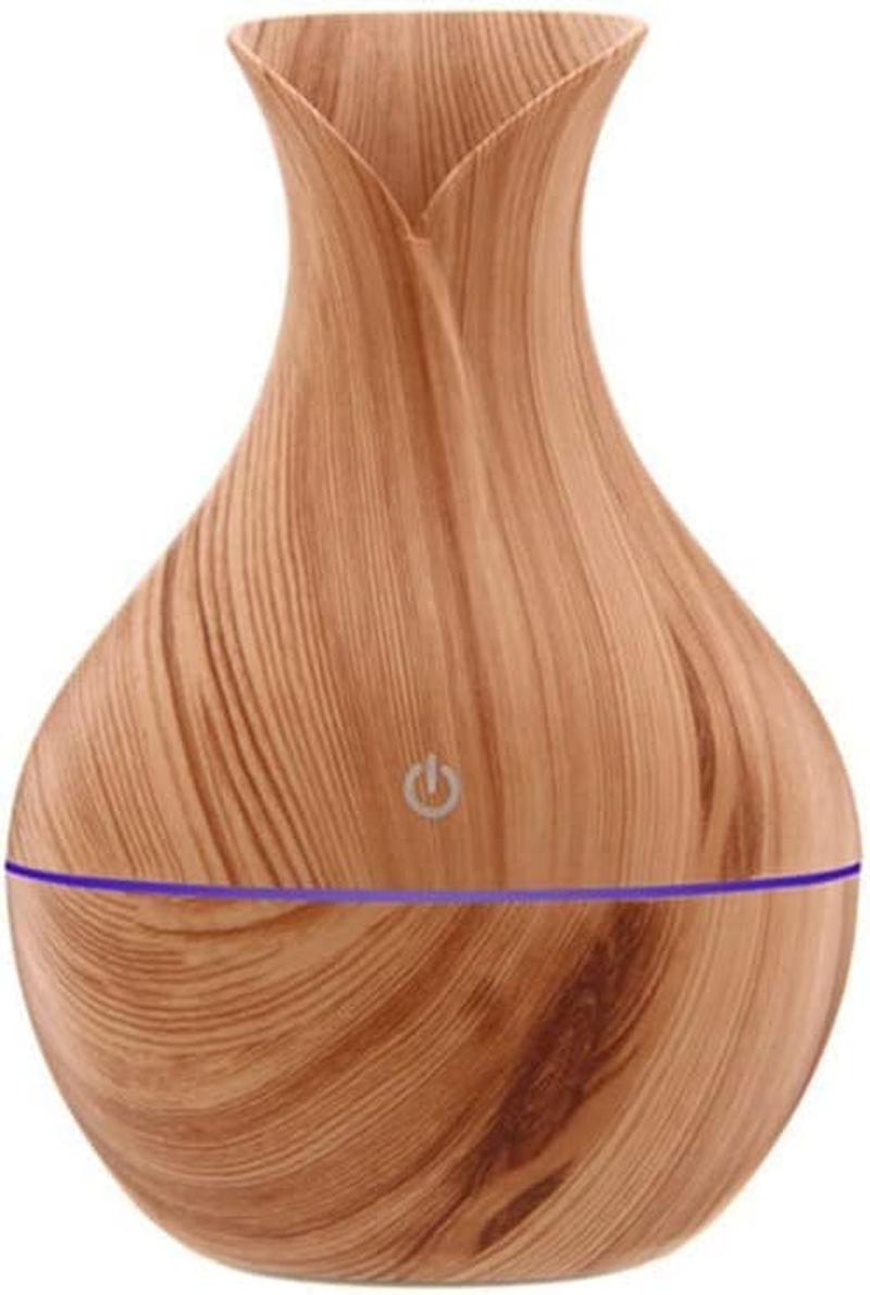 Aroma Air Diffuser Humidifier , Wood Grain Ultrasonic Home Air Diffuser 130Ml Humidifier for Home, Office Yoga,7 Colors LED Mood Light (Brown)