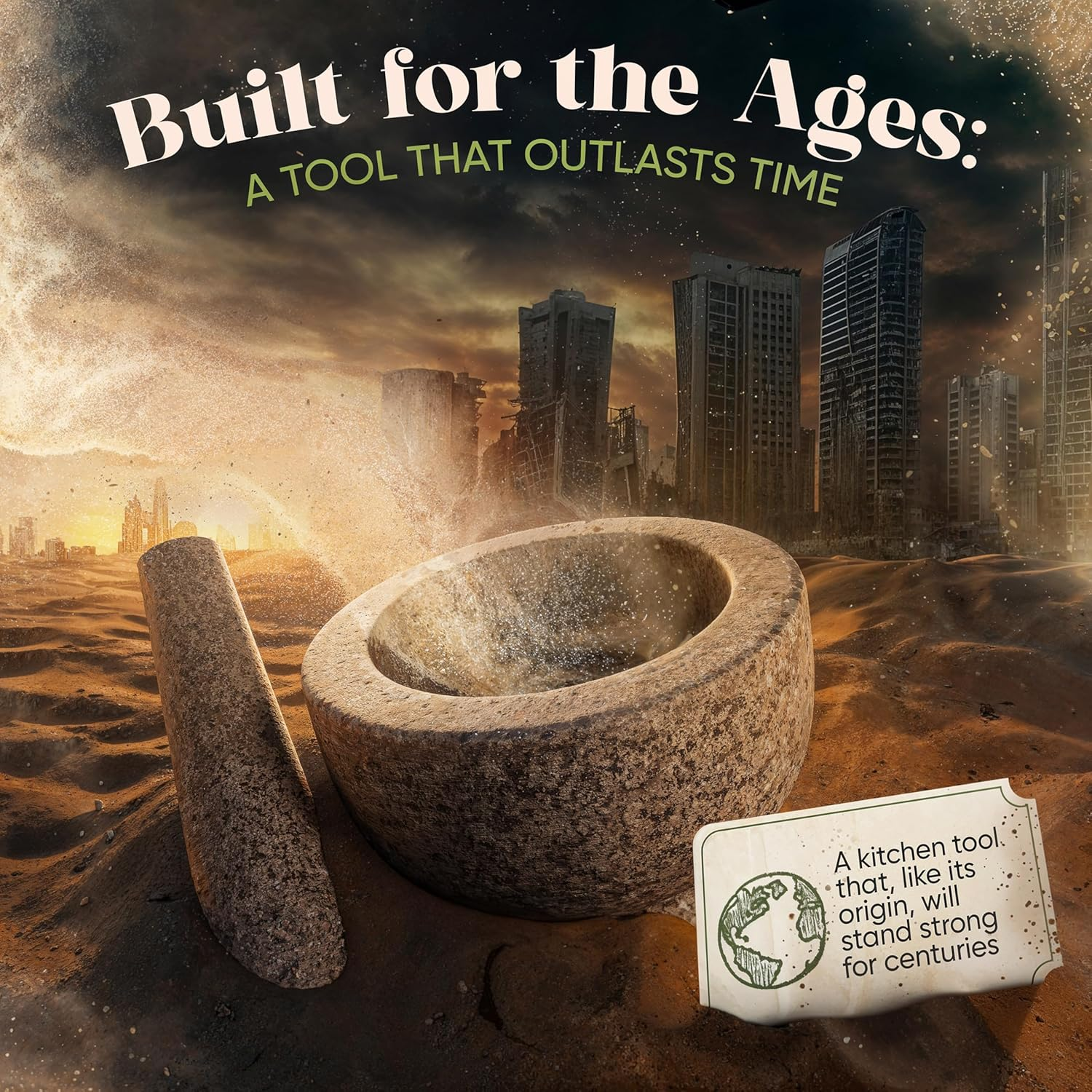 Chefsofi Mortar and Pestle Set - Black Polished Exterior - Standard 6 Inch - 2 Cup Capacity image number 5