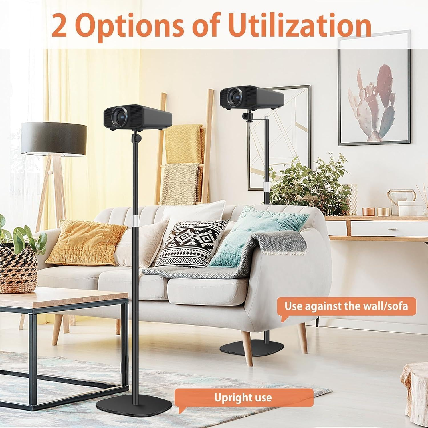 Projector Stand, Floor Mount with Adjustable Height 50-135Cm, Universal Projector Ceiling Mount 360&deg; Rotatable for Home & Office (Hiding-135Cm) image number 1