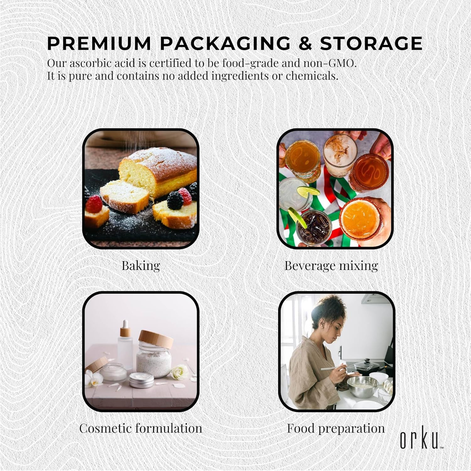 Orku 1.3Kg Vitamin C Powder in Tub Pure L-Ascorbic Acid - USP Grade Non-Gmo image number 1