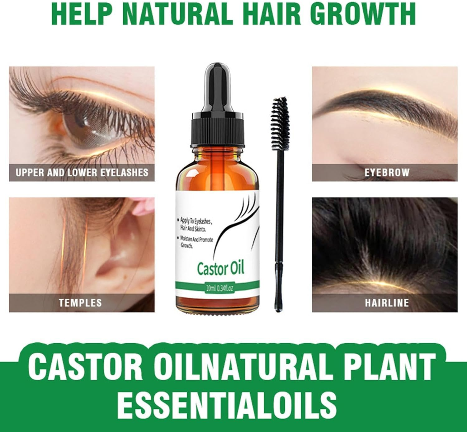 Castor Oil for Eyebrows Growth - 10Ml Pure Caster Oil Eyebrow Growth Serums,Lash Growth Serums for Thickness and Length, Eyelash Serums to Grow Lashes, for Eyelashes, Eyebrows, Hair Jmedic image number 5
