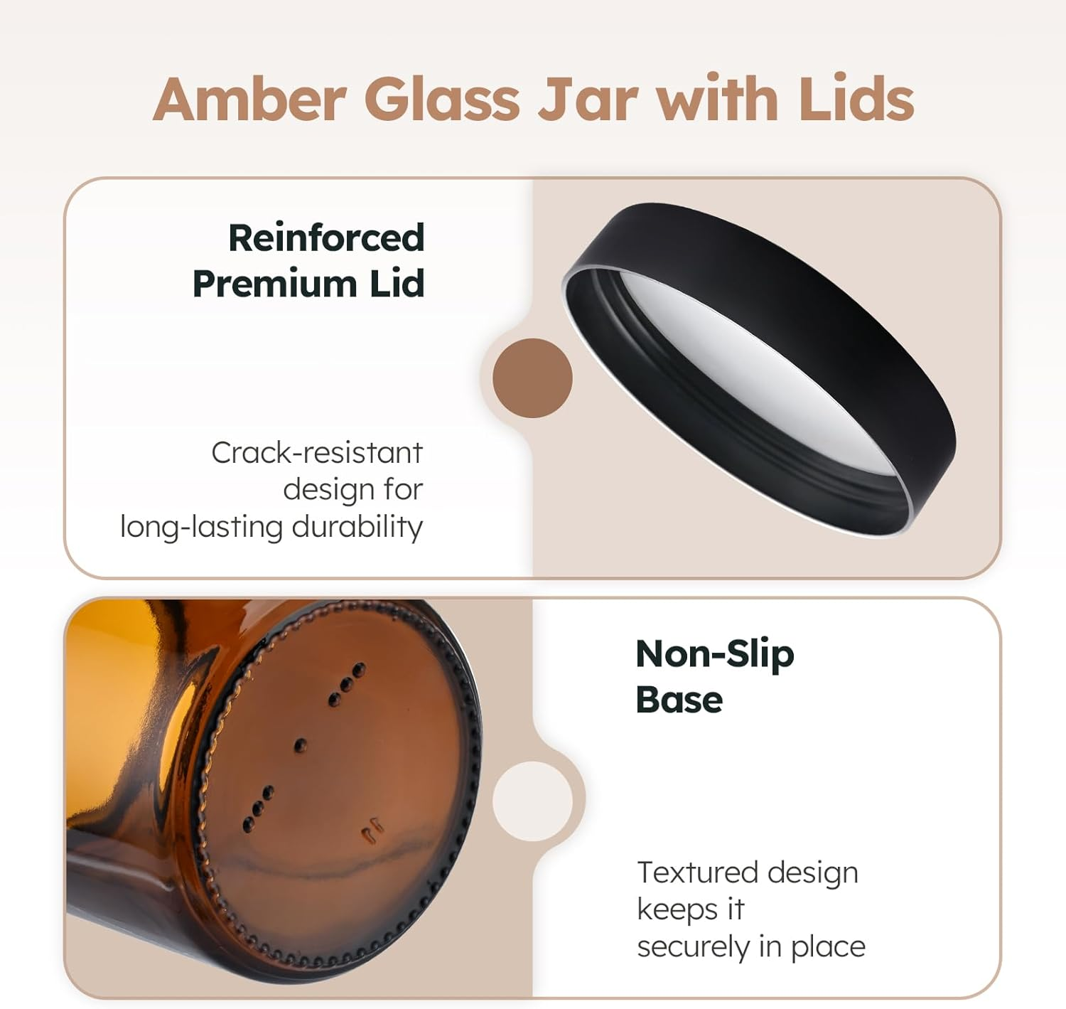 8 Oz Amber Glass Jars with Lids, 12 Pack Amber Small Glass Jars with Black Lids, Lotion Container Empty Cosmetic Travel Containers for Sample, Cream, Lotion, Honey, Powder image number 2